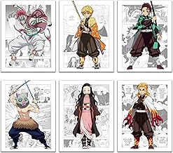 SanArt Demon Slayer Poster, 8x10 inch, Set of 6, Anime Room Decor, Anime Posters, Anime Wall Art, Posters for Room Aesthetic, Boys Room Decor, Demon Slayer Stuff, Demon Slayer Manga