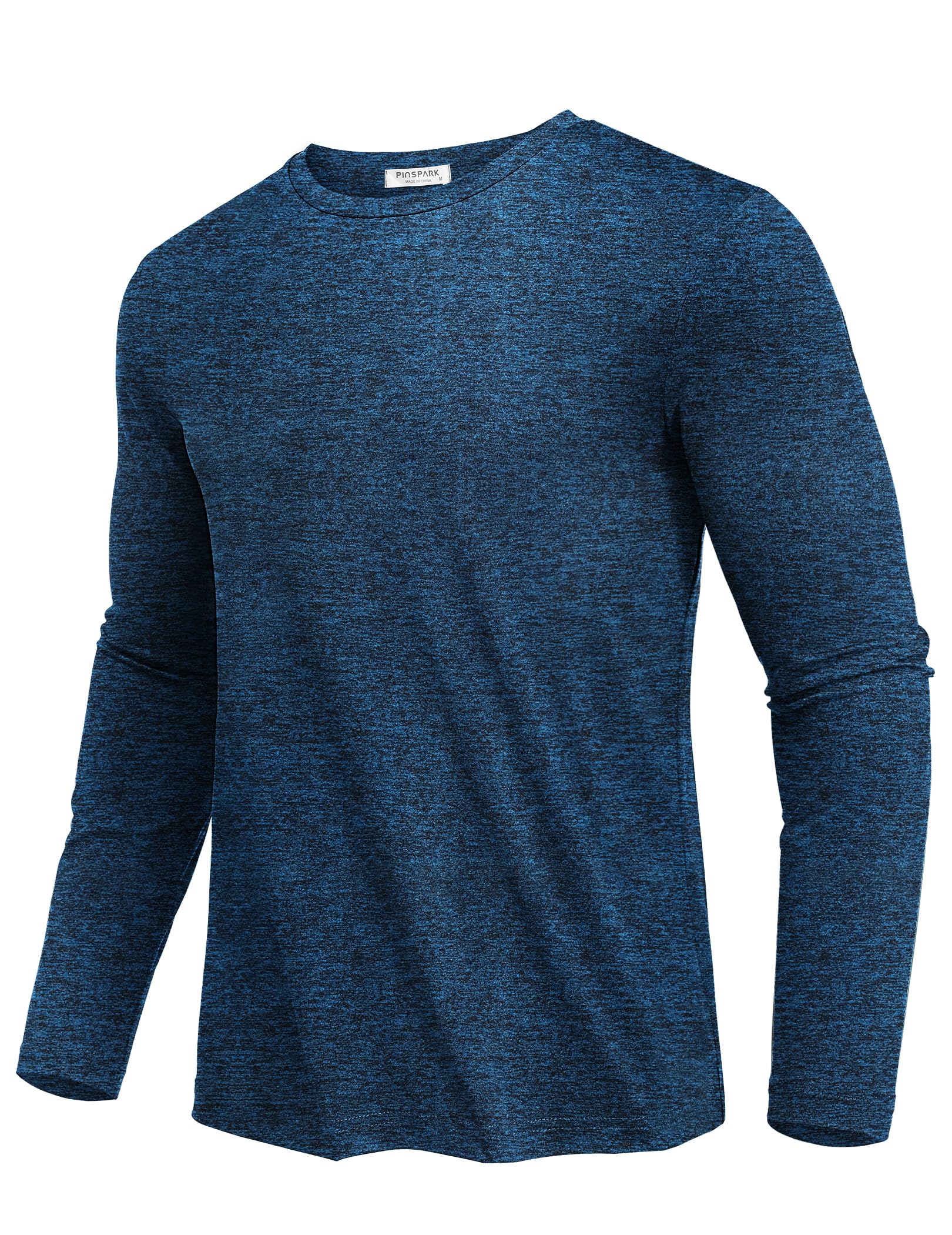 PINSPARK Camiseta Deportiva De Manga Larga para Hombre Protección Solar UPF 50+ Secado Rápido Alto Rendimiento Cuello Redondo Running Fitness Senderismo Actividades Al Aire Libre