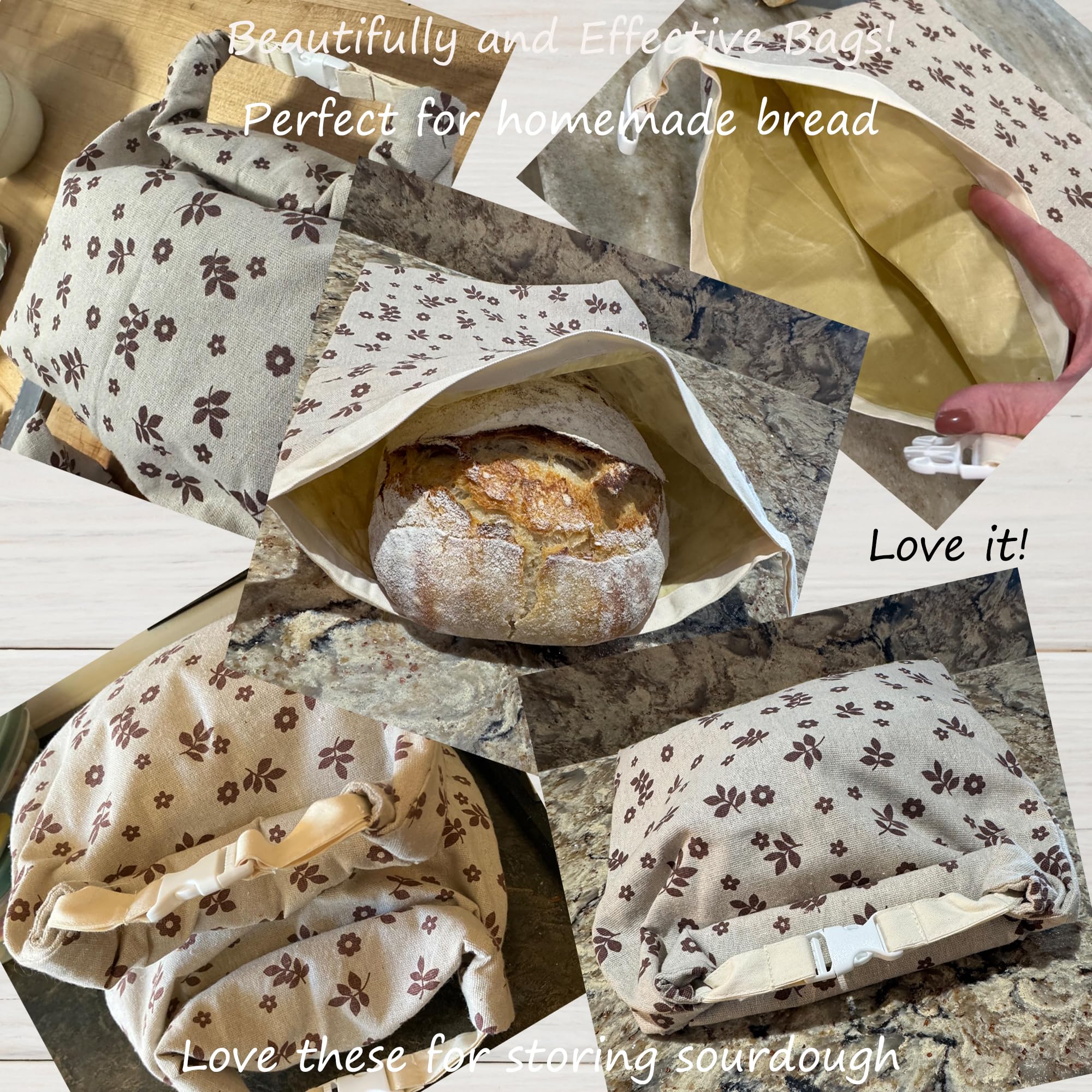 Lot De 2 Sacs à Pain Réutilisables Pour Pain Fait Maison – Sacs En Coton XL En Cire D'abeille, Sac De Levain, Sac De Stockage De Levain