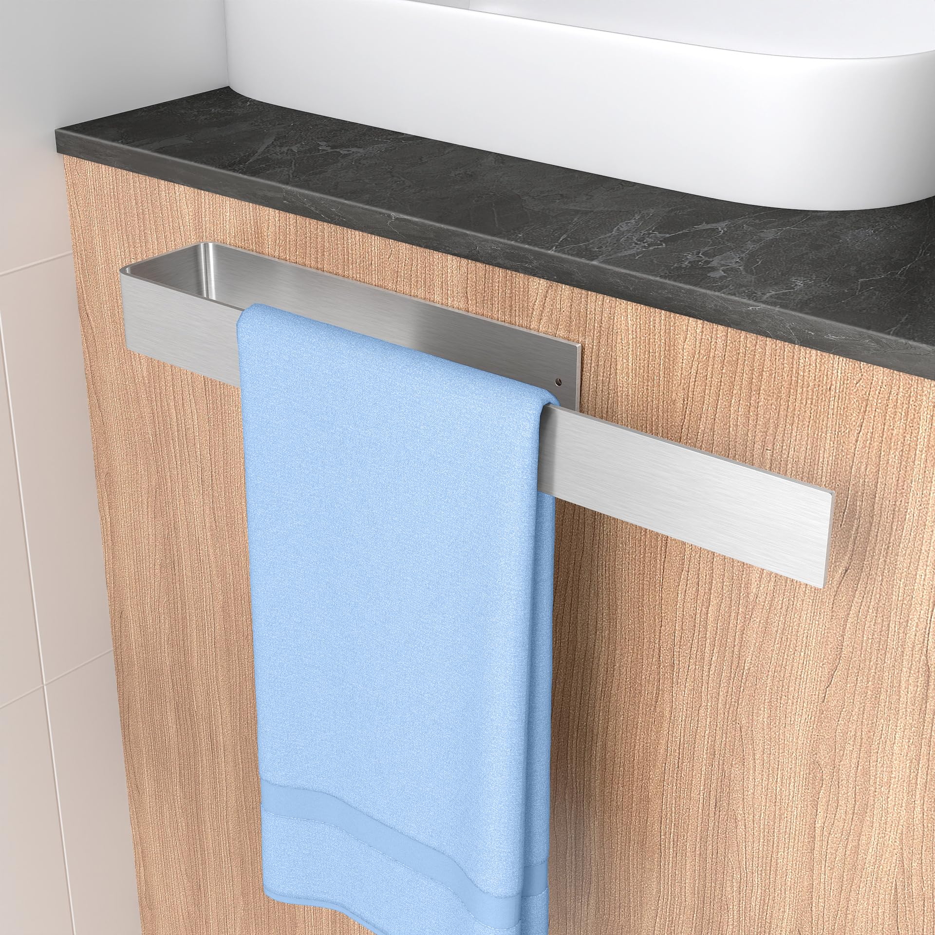 Handtuchhalter Ohne Bohren, BETHOM 40CM Handtuchstange, Badezimmer Handtuchhalter Selbstklebend, Metall Handtuch Halterung Wand, Gebürstetes Nickel Wasserdicht Rust Badetuchhalter für Bad und Küche