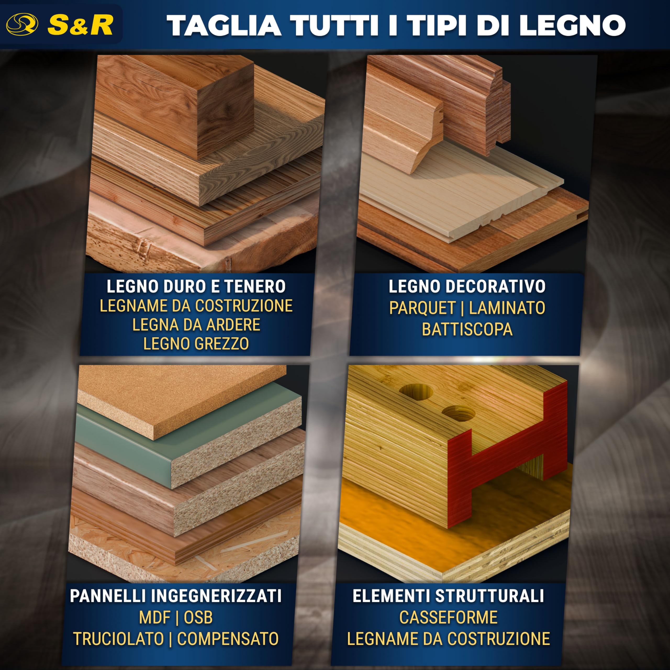 S&R Lama per Sega Circolare 254. Disco Smerigliatrice Taglio Legno Professionale (254 x 30 x 2,4mm 80 Denti) compatibile con sega a immersione e sega circolare Bosch e Makita