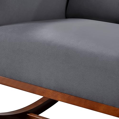 Miniatura 9 de Topeakmart Mecedora tapizada para guardería, moderna con patas de madera, bolsillo lateral, sillón mecedor para guardería, sala de estar,