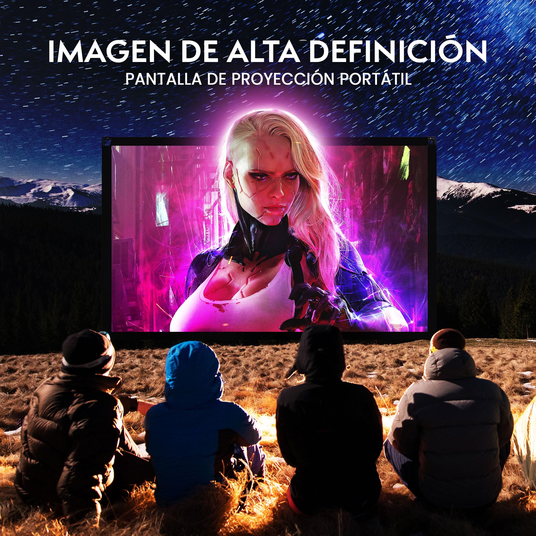 Pyle Pantalla de Proyector 254cm 16:9 HD 4K Portátil Plegable