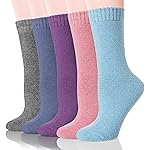 Velice Wool Socks for Women Merino Wool Boot Hiking Thick Thermal Warm Winter Crew Cushion Cozy Work Socks 5 Pairs(Color A-013)