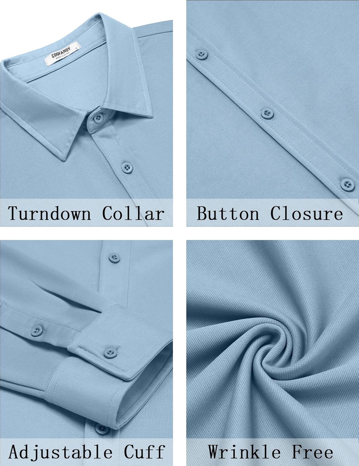 COOFANDY Mens Casual Button Down Shirt Long Sleeve Wrinkle Free Shirts Stretch Dress Shirt - Image 5
