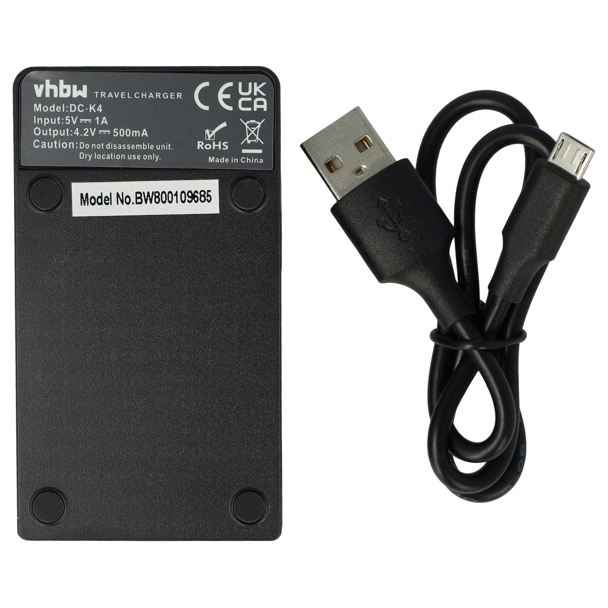 vhbw Ładowarka USB-C kompatybilna z aparatem Nikon Coolpix A300, A100, S2750, S2500, S100, S2600, S2550 - ładowarka + kabel USB-C wskaźnik ładowania