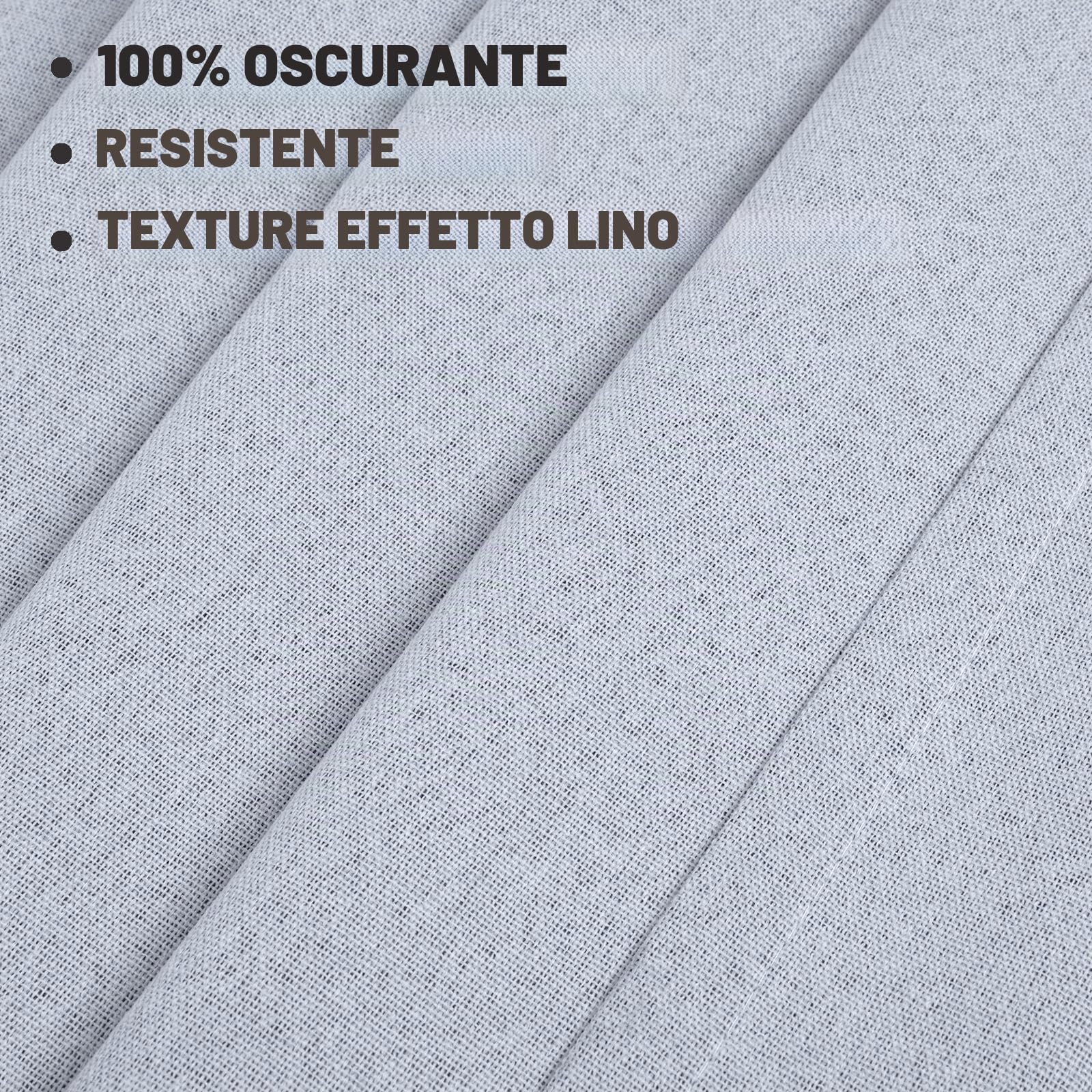 YSTELLAA Tende 100% Oscuranti Per Interni 2 Pezzi, 140×240cm, Effetto Lino, Tende Termiche, Con Anelli, Tenda Termica Isolante Freddo E Caldo, Fonoassorbenti, Moderne, Grigio Chiaro