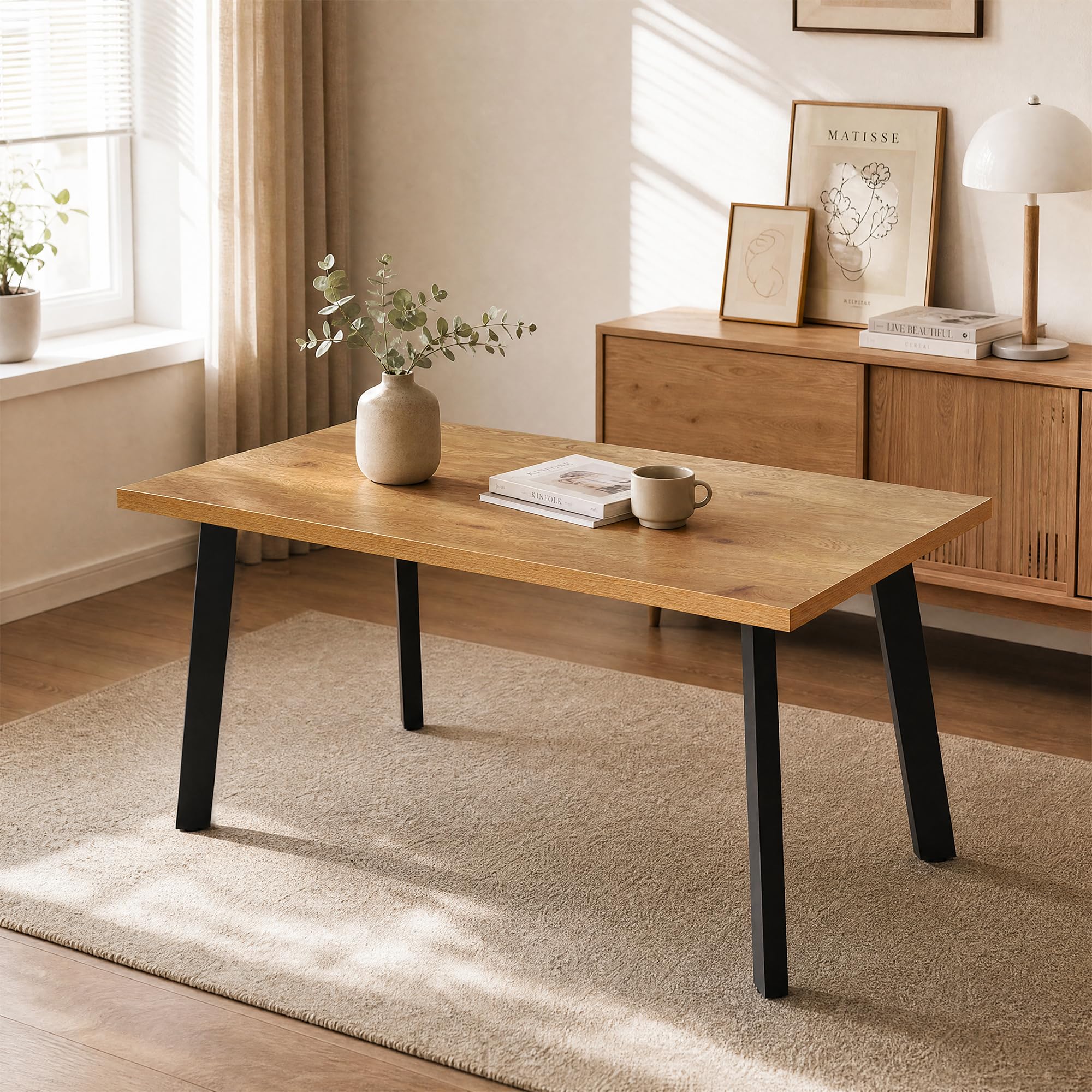 Tavolo allungabile monoblocco, piano legno, gambe opache