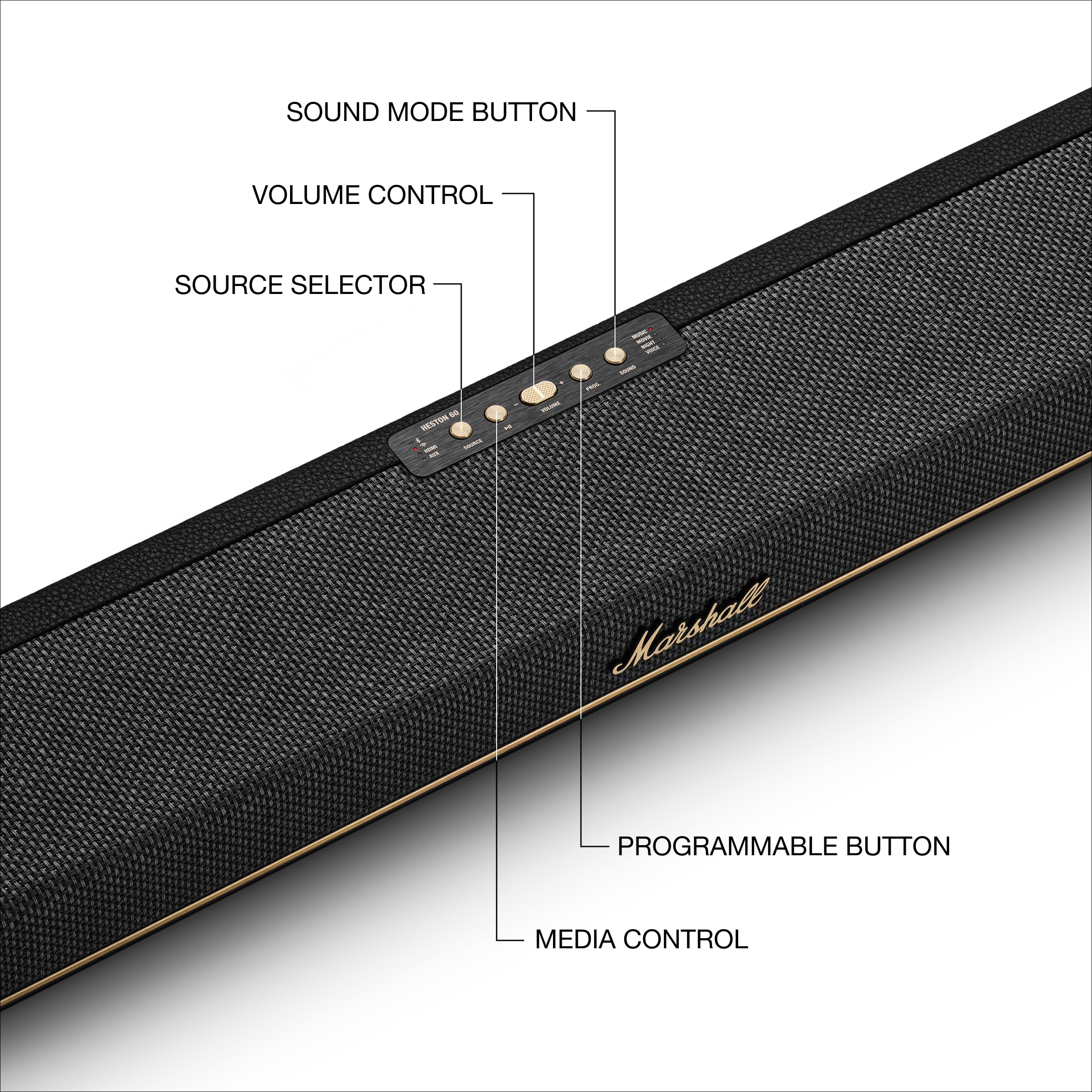 Amazon.co.jp: Marshall サウンドバー HESTON 60 ブラック Dolby Atmos