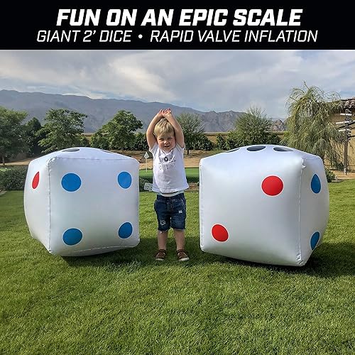 Miniatura 3 de GoSports Paquete de 2 dados inflables gigantes de 2 pies, tamaño enorme con inflado rápido de válvula