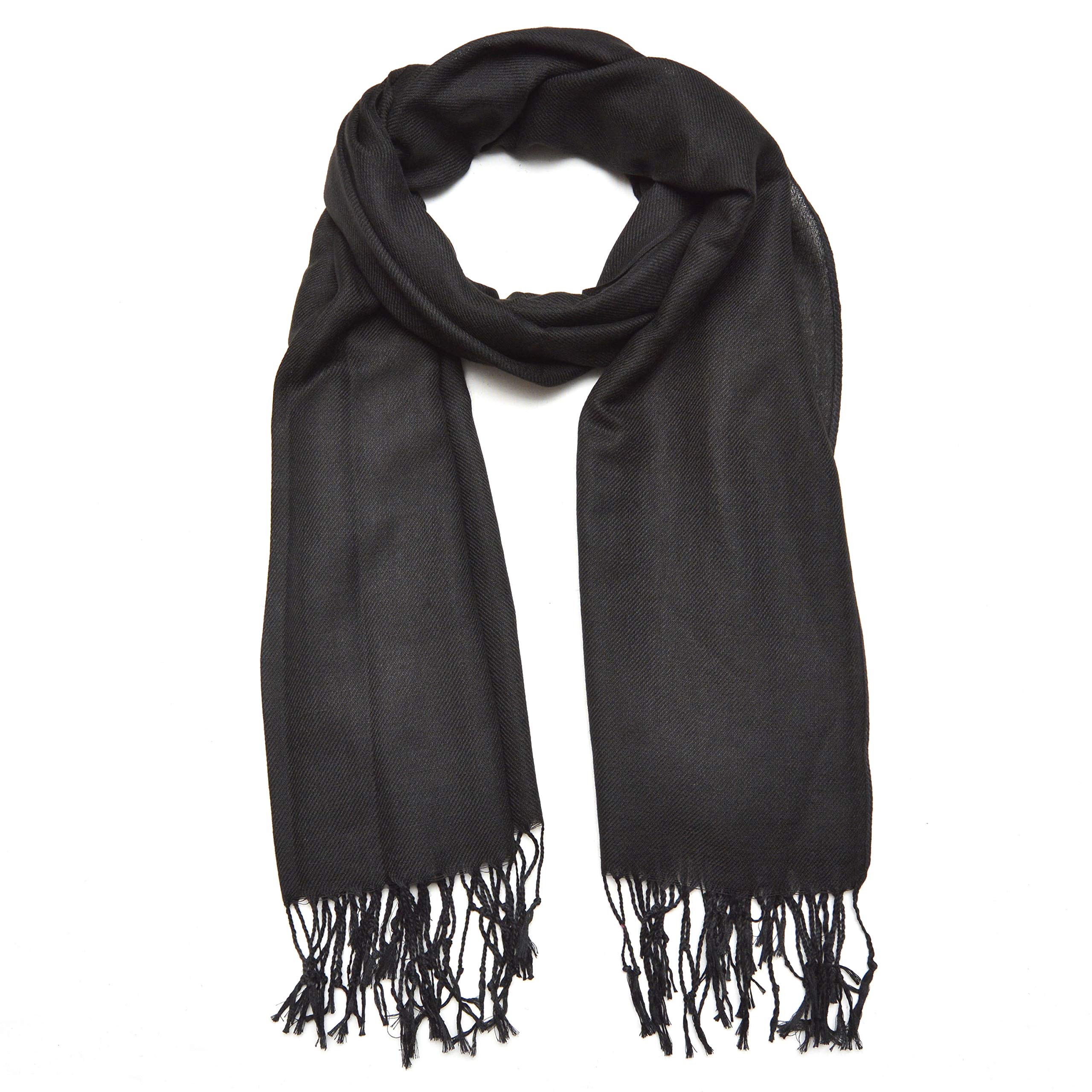Gelante Plain Soft Pashmina Shawl Wrap Scarf Solid Colors. (Black)