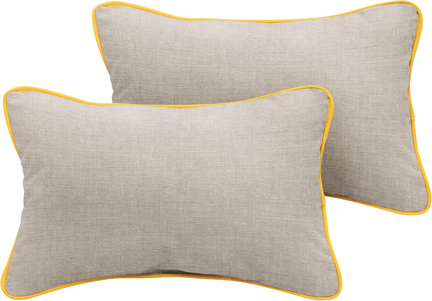 Mozaic Company Sunbrella Indoor/ Outdoor 18" x 12" Corded Lumbar Pillows, Cast Silver and Sunflower Yellow, Set of 2