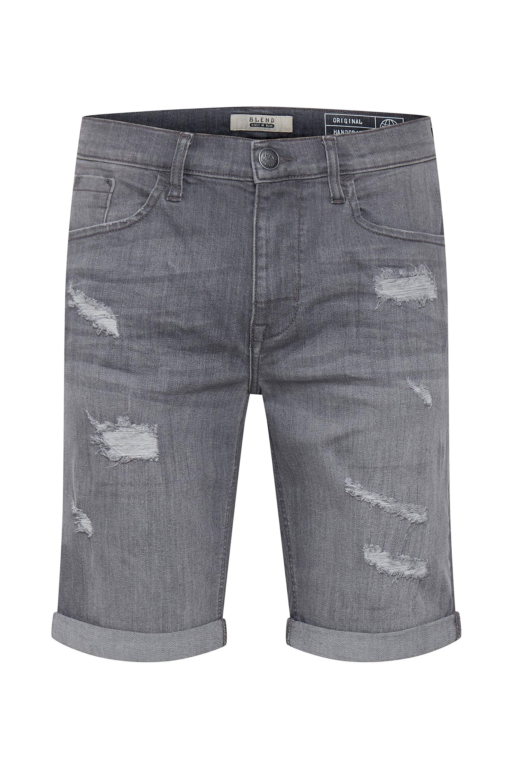 Blend Deniz Herren Jeans Shorts Kurze Denim Hose im Destroyed-Optik aus Stretch-Material Regular Fit