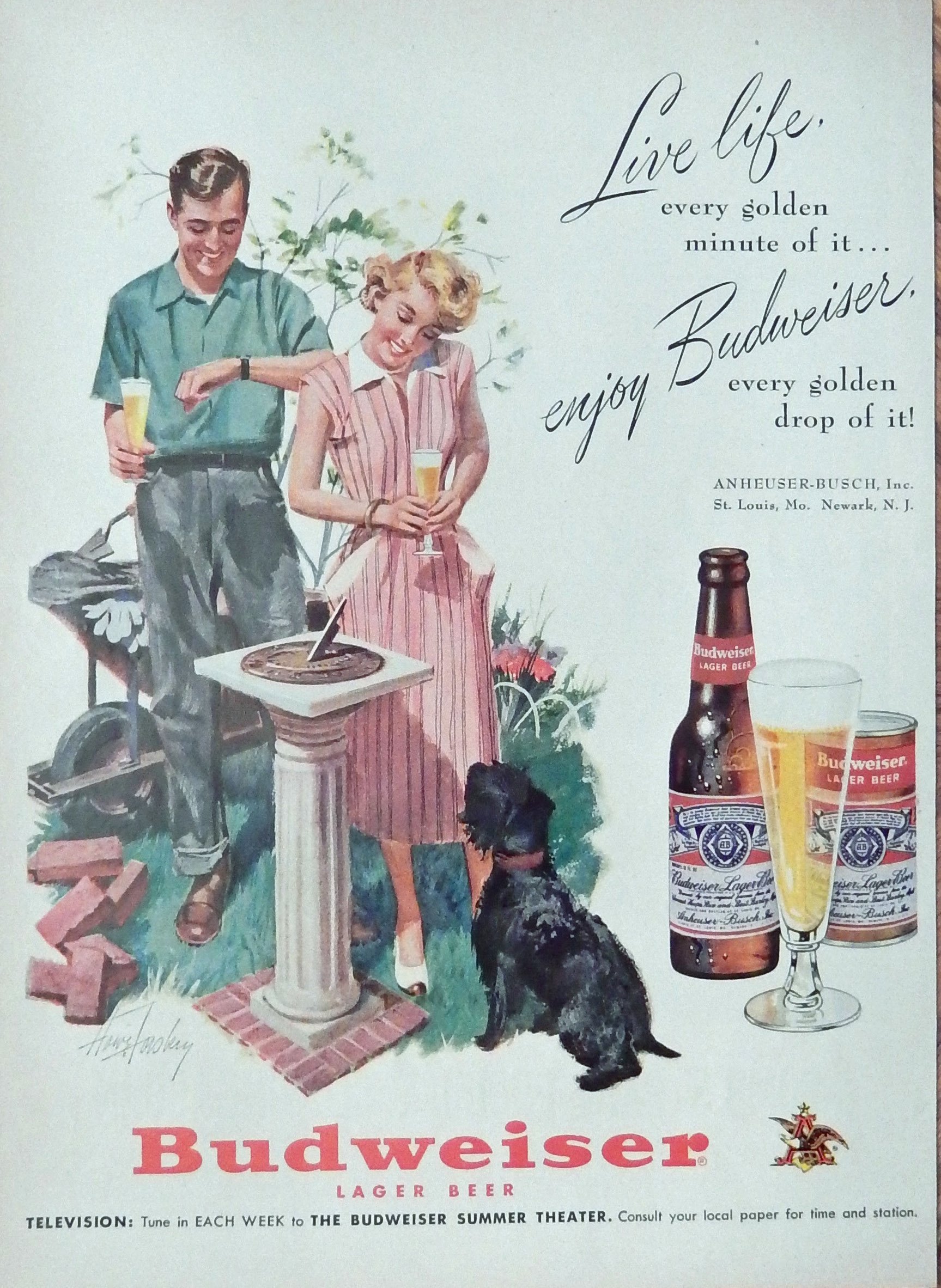 Amazon.com: Cerveza Budweiser, publicidad impresa. Rare 50's Color