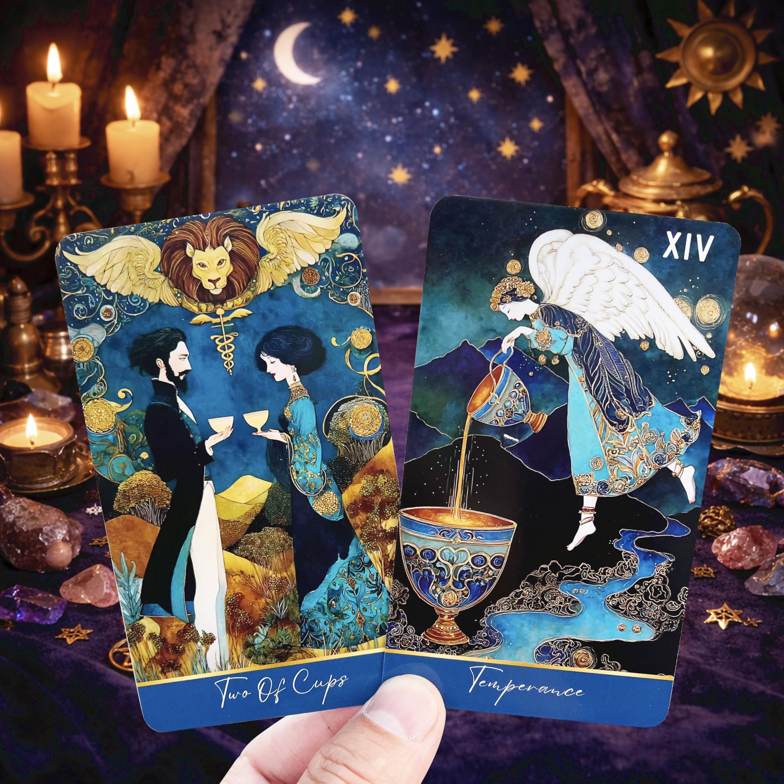 DPEHAKMK Azure Arcana Tarot Deck, 78 Tarot Cards with General