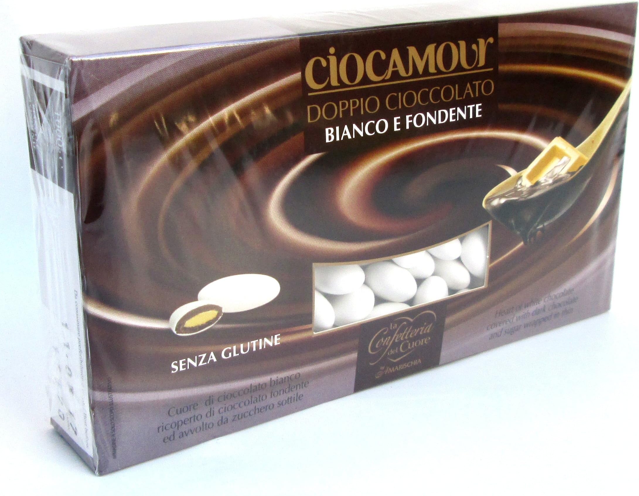 Amarischia: "Ciocamour Doppio Cioccolato" Gluten Free Double Chocolate Dragees "Bianco E Fondente", White and Dark Chocolate Flavour 1000g 35.27oz [ Italian Import ]