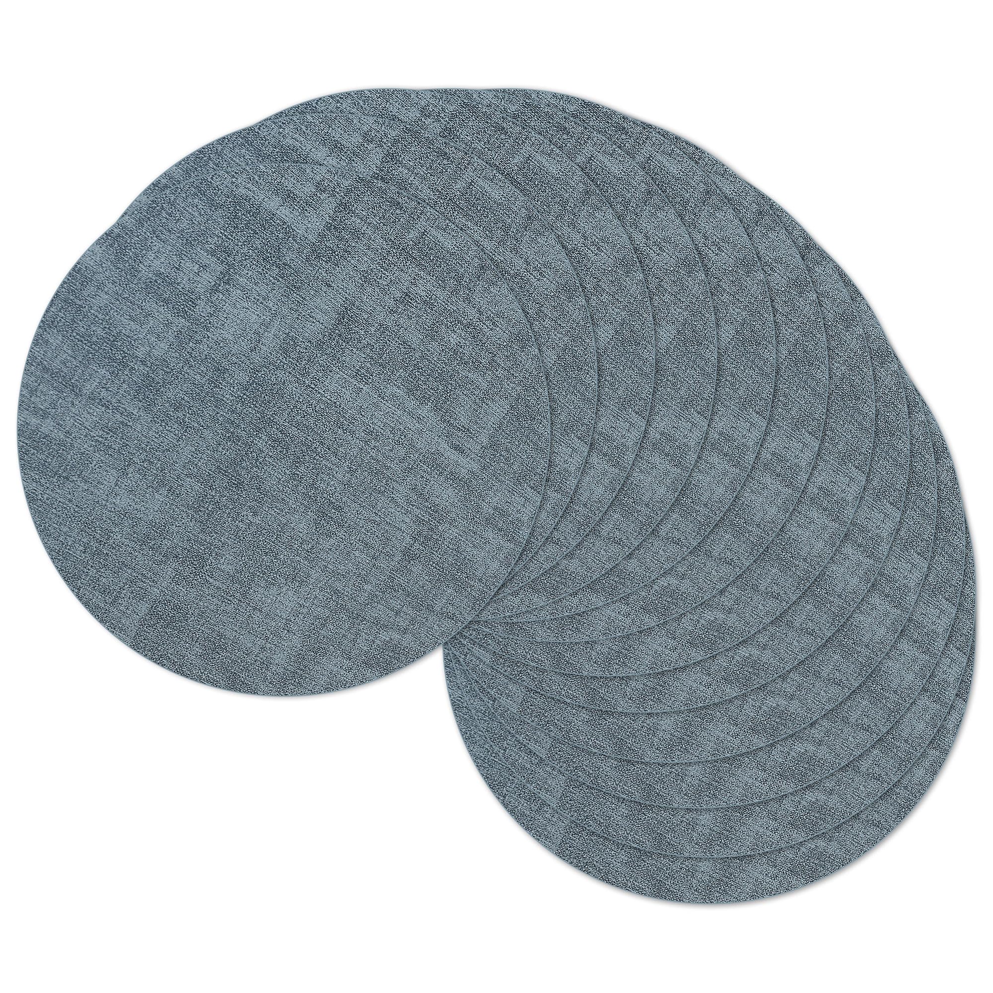 13" Round Placemats Set of 12, Reversible Faux Leather Heat Resistant Table Mats, 100% Waterproof Oilproof Wipeable Table Protective Placemats for Vinyl, Washable for Indoor (12, Light Blue)
