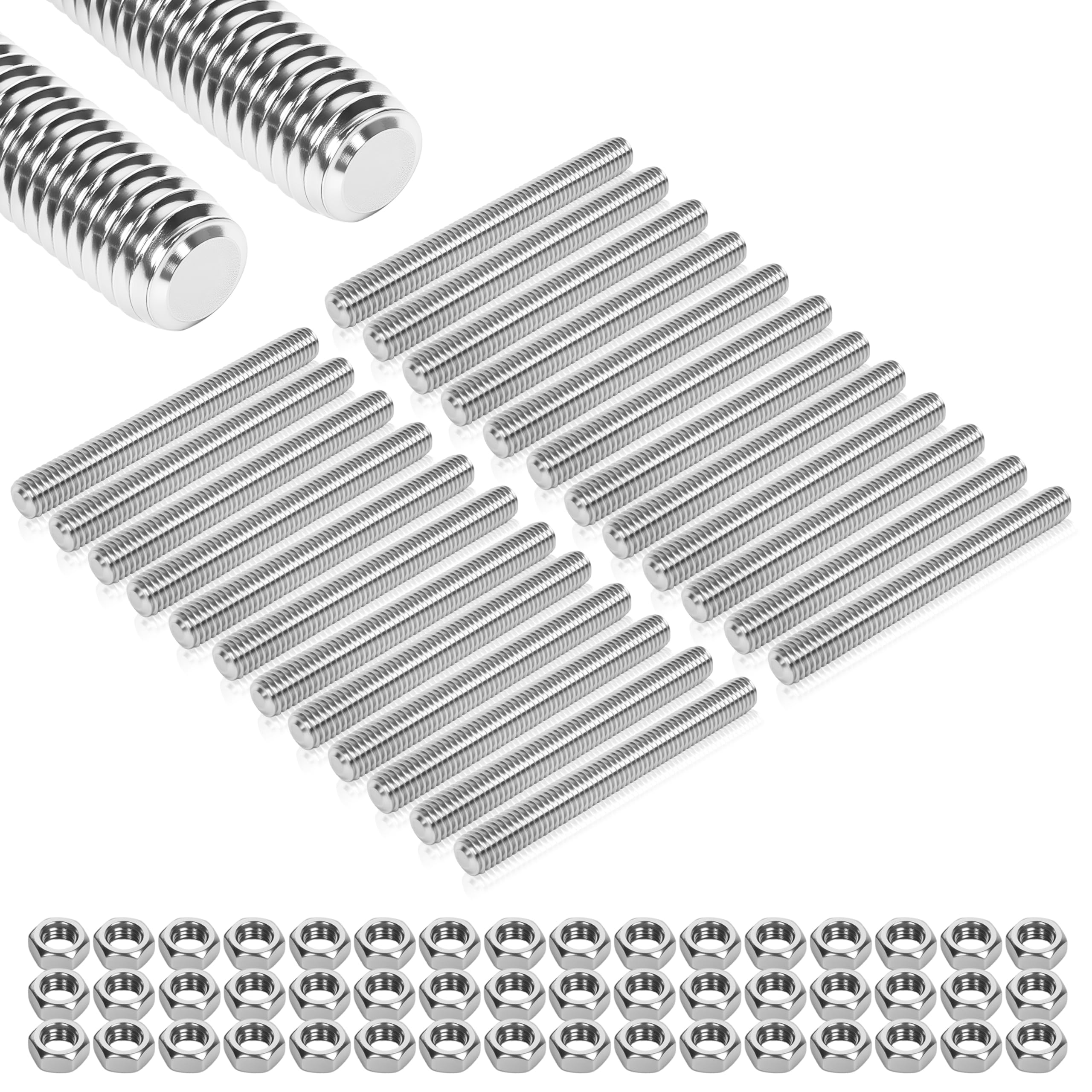 Photo 1 of Arwnnklo M3 Threaded Rod, 24 Pcs, 51mm, Stainless Steel
