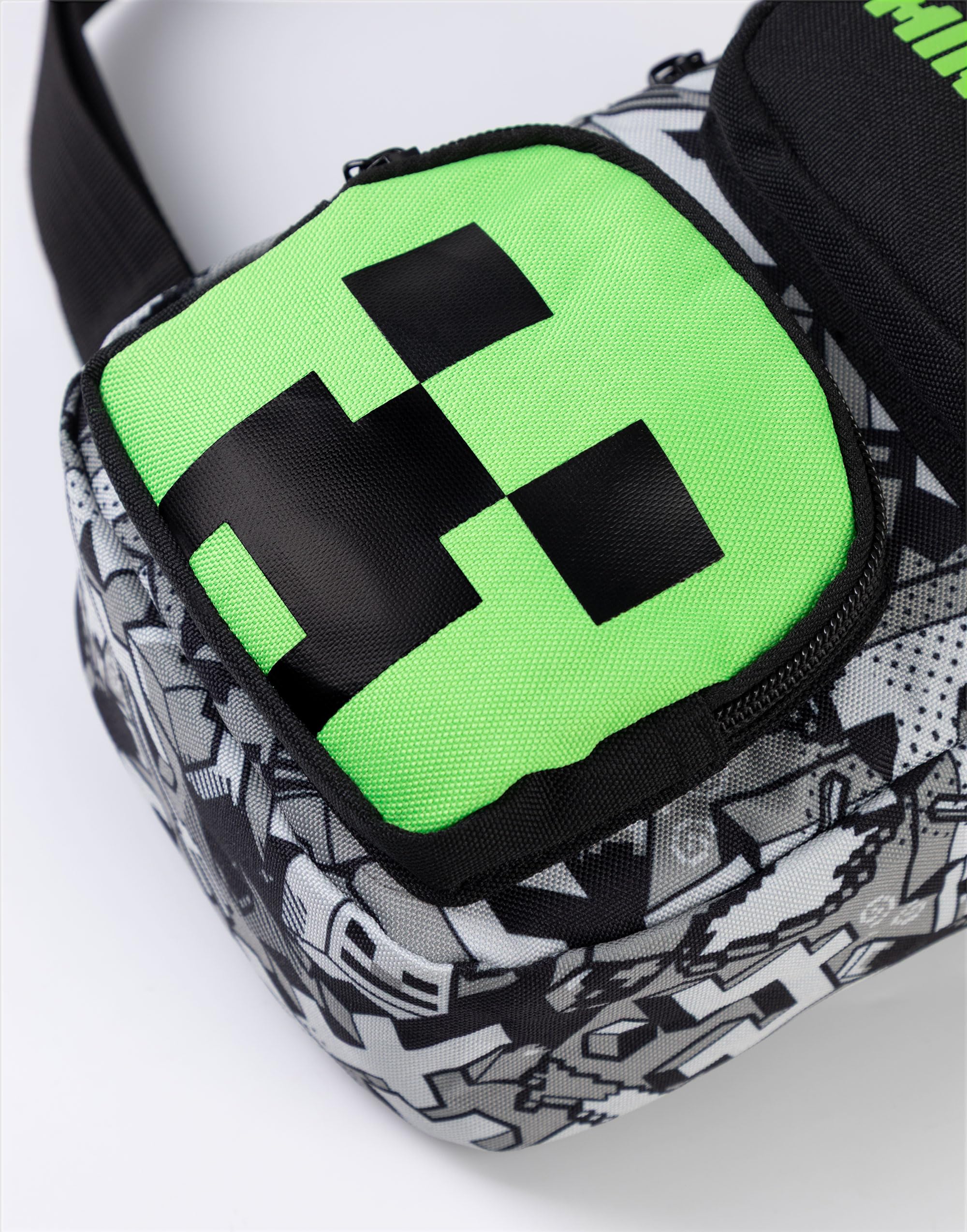 Minecraft Creeper - Bolsa de transporte con cremallera y correa de hombro ajustable para niños, con temática de juego, para jóvenes jugadores