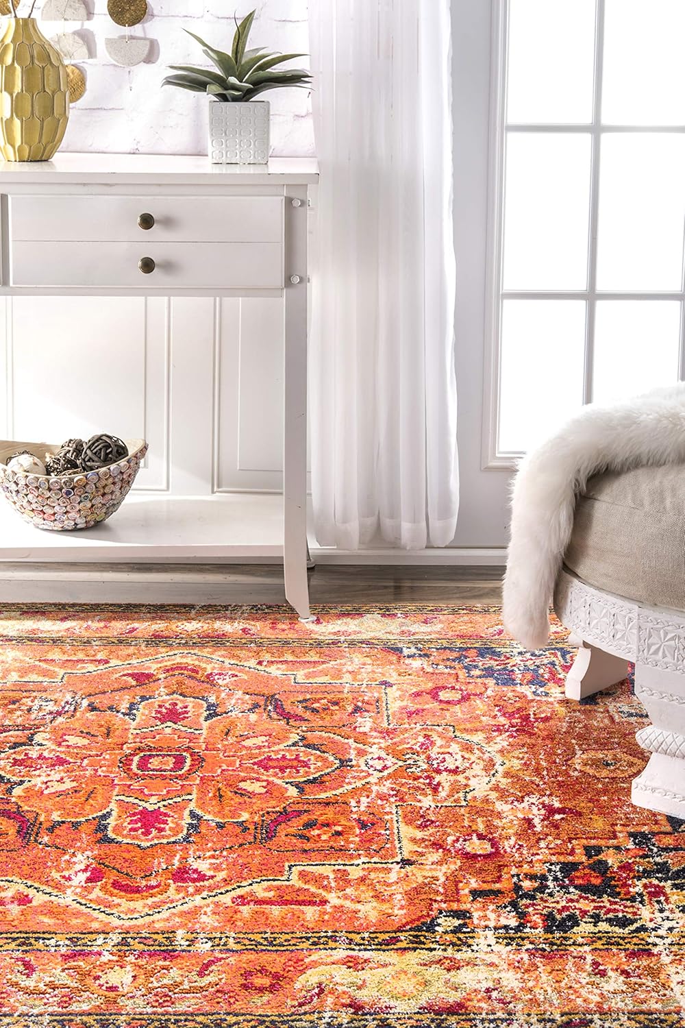 nuLOOM Vintage Mackenzie Runner Rug, 2' 6" x 6', Orange