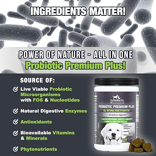 Miniatura 2 de PetVitalityPRO Probióticos para perros con enzimas digestivas naturales  4 CFU de factura2 masticables blandos  Diarrea para perro malestar