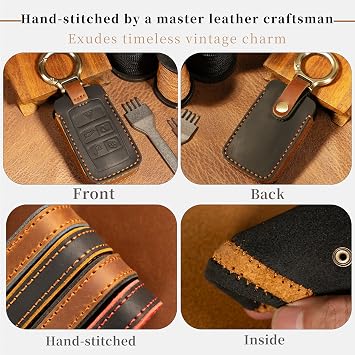 Leather Key Fob Cover Full Protector Compatible with Land Rover Range Rover EvoqueDiscovery Sport Defender (Black)