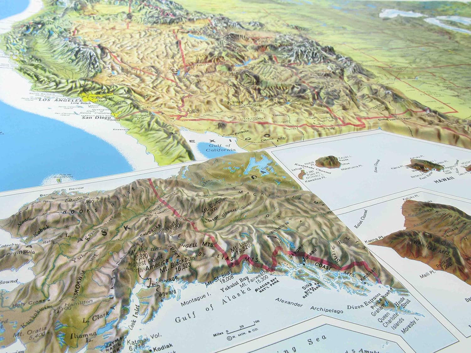 Hubbard Scientific 3D United States Map | A True Raised Relief Map - You Can Feel the Terrain | Vacuum-formed Molded | 34.5″ x 22″ | Detailed Topography