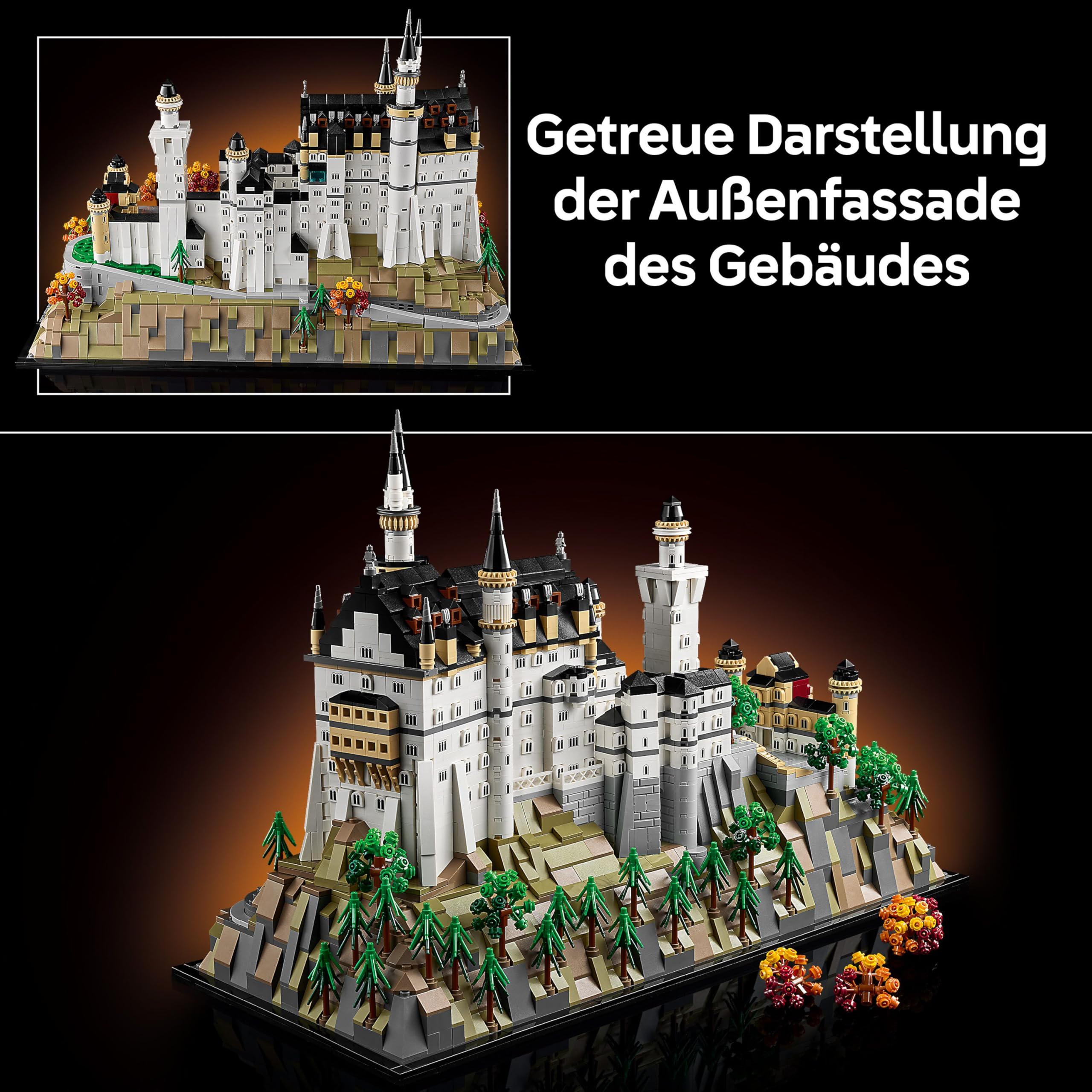 LEGO Architecture Schloss Neuschwanstein - 3D Puzzle für Erwachsene - Modellbau mit Türmen, Innenhöfen & detailliertem Innenraum - Historisches Geschenk für Fans - 21063