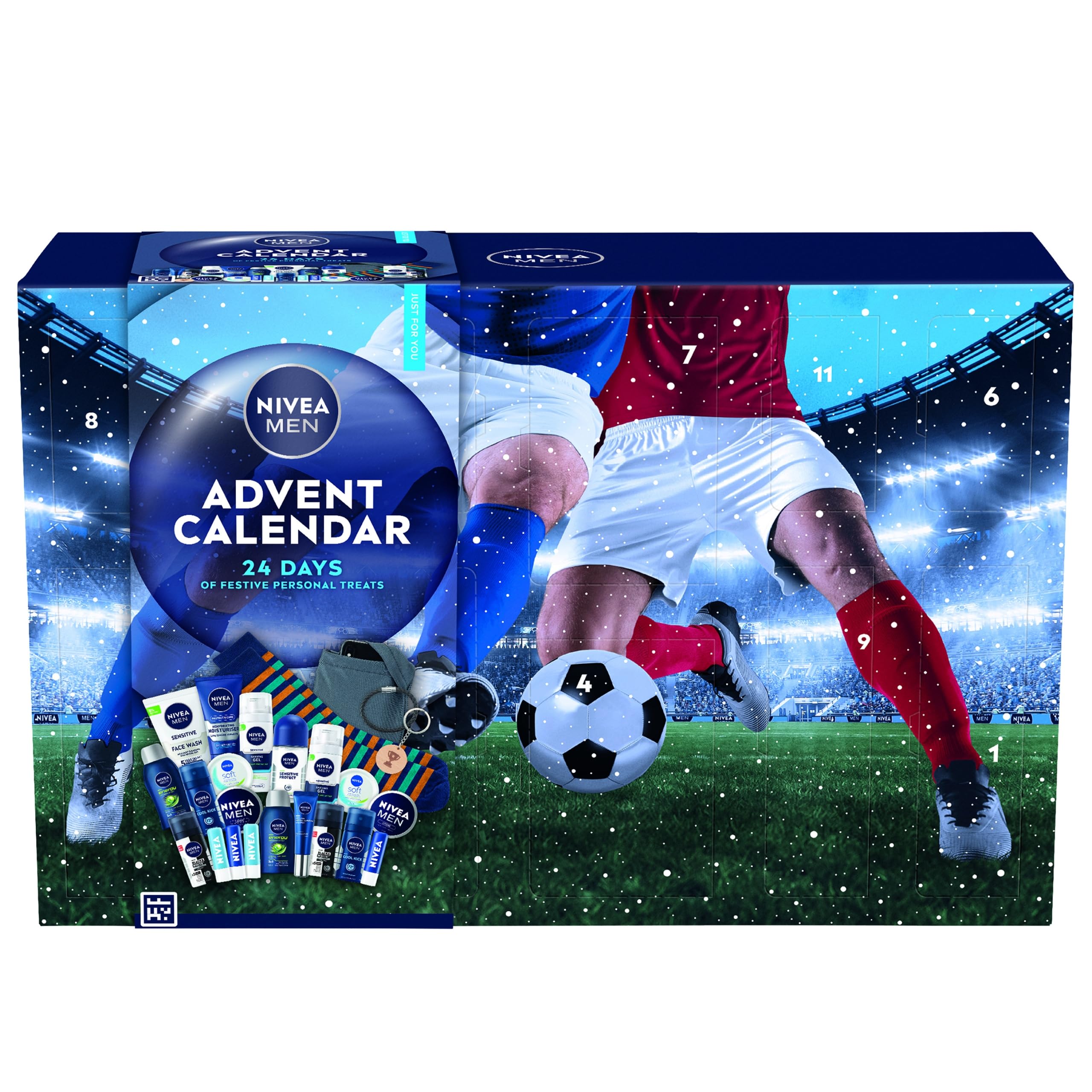 NIVEA MEN Advent Calendar 2025 Gift Set (24 Products) - Men Gift Set - Includes Men's Moisturiser, Face Wash, Shower Gel, Post Shave Balm, Lip Balms, Anti-Perspirants and More