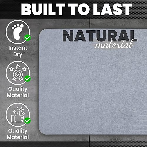 Miniatura 6 de Serene Interiores - Tapete de baño de piedra de diatomita, tapete de ducha de piedra de primera calidad, tapete de baño grande de 23.5 x 15.5