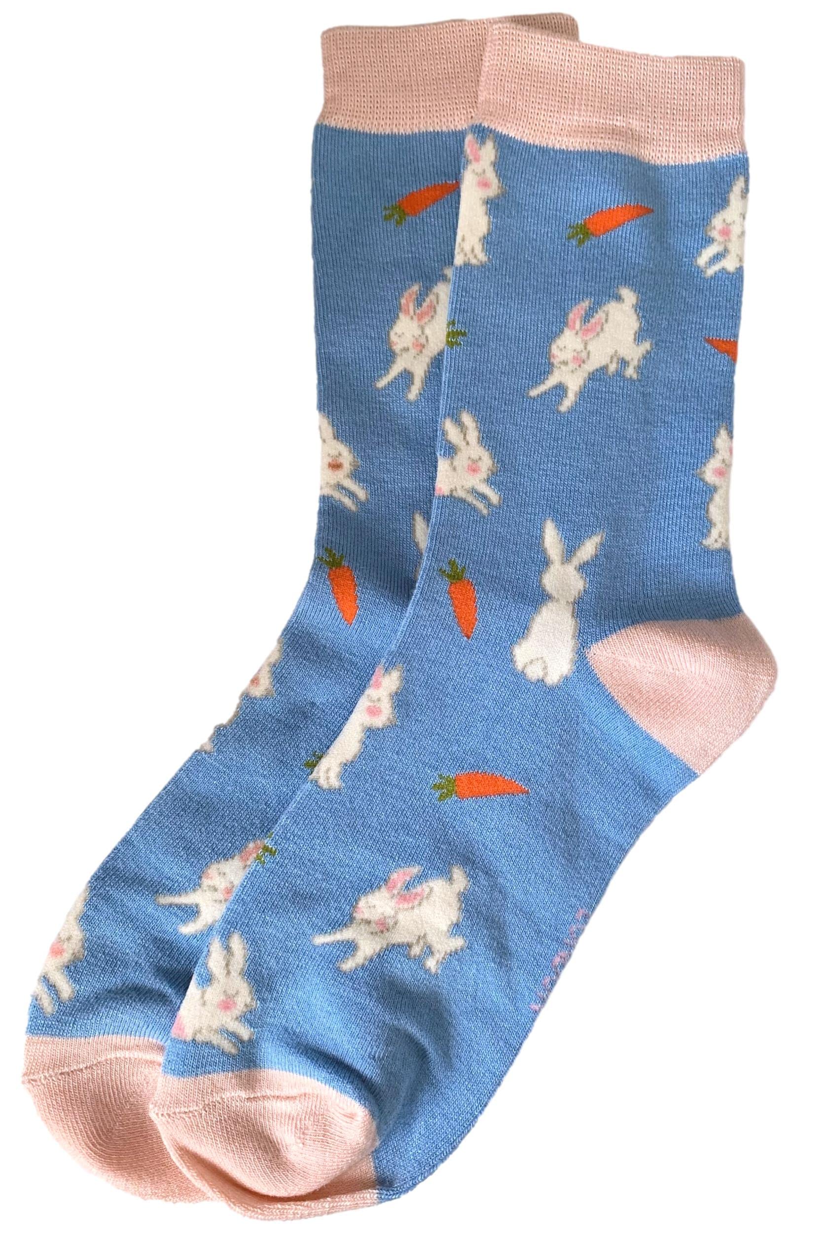Purple Possum® Rabbit Socks Ladies Bunny Rabbits Bamboo Cotton Blend Cute Bunnies Blue Pink Novelty Socks Shoe Size 4 to 7