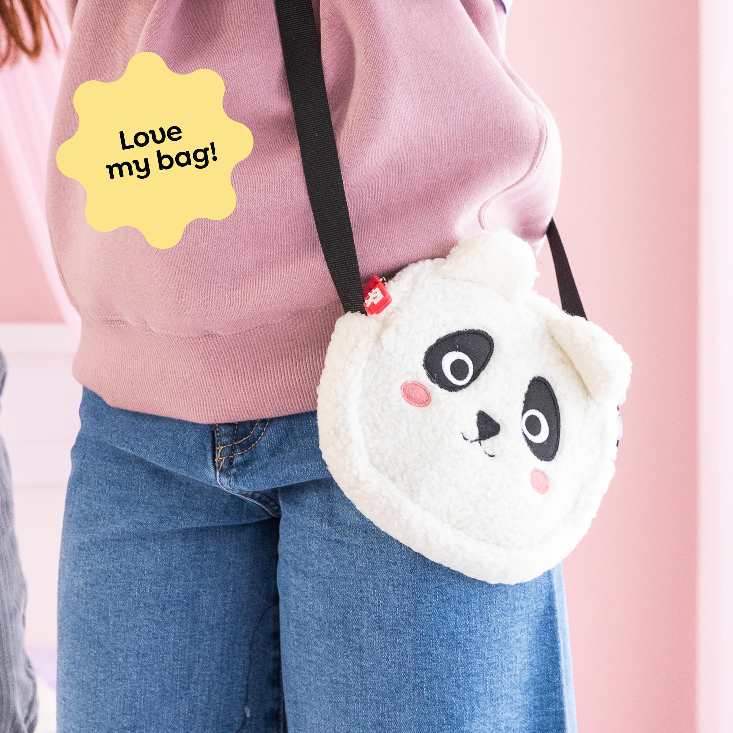 Back2Fun Borsa Pelosa Panda B2F, Borsa a tracolla unisex per bambini, 175 x 160 x 35 mm, bianco, 175 x 160 x 35 mm