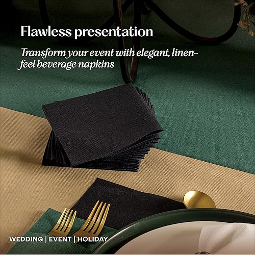 Miniatura 4 de Servilletas de cóctel desechables con tacto de lino, paquete de 200 servilletas de papel AMETHYST de 5 x 5 pulgadas para bar, restaurante y