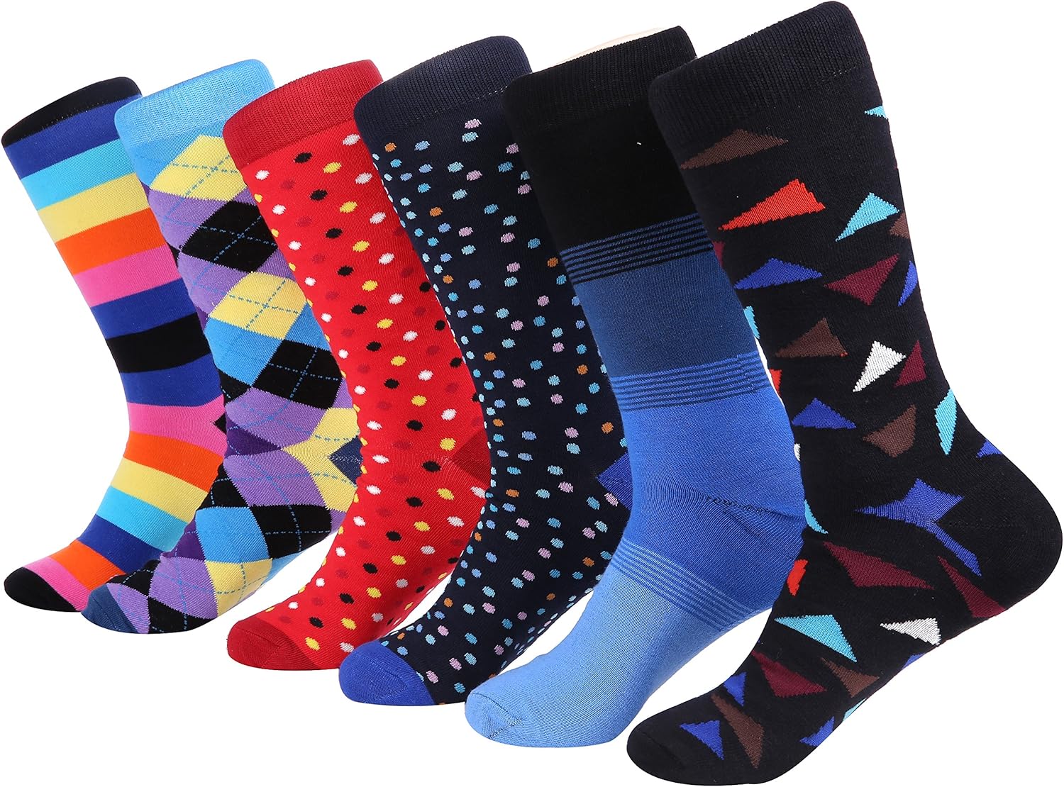 Marino Mens Dress Socks - Fun Colorful Socks for Men - Cotton Funky Socks - 6 Pack - Image 5