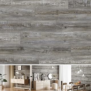 SINGULARWOOD Vinyl Wall Planks,Self-Adhesive Vinyl Panels for Walls,Peel and Stick Easy Installation (12 pcs/18 Sq Ft/Box),Barnwood-Grey