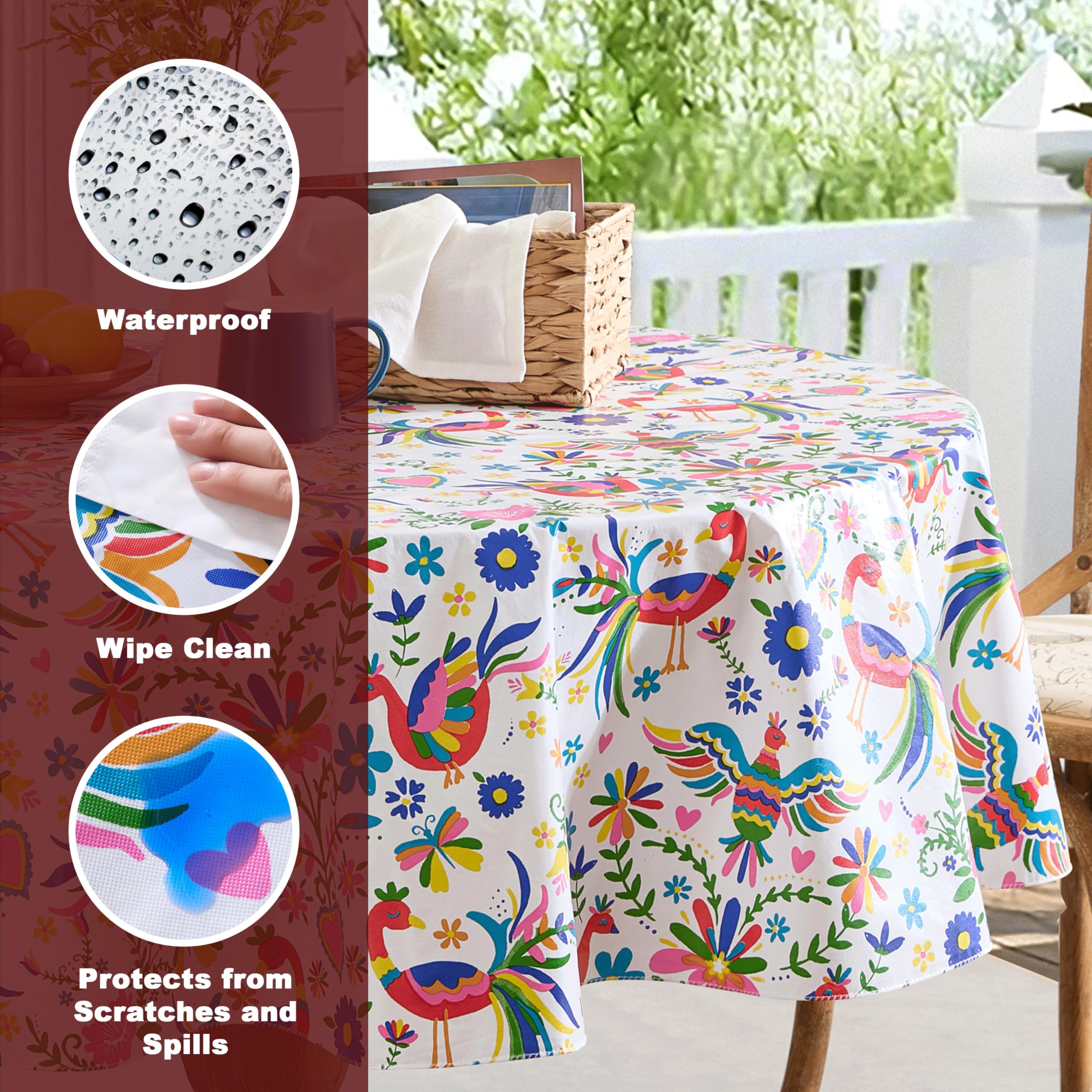 Newbridge Nappe Ronde En Vinyle Avec Envers En Flanelle, Aspect Vintage