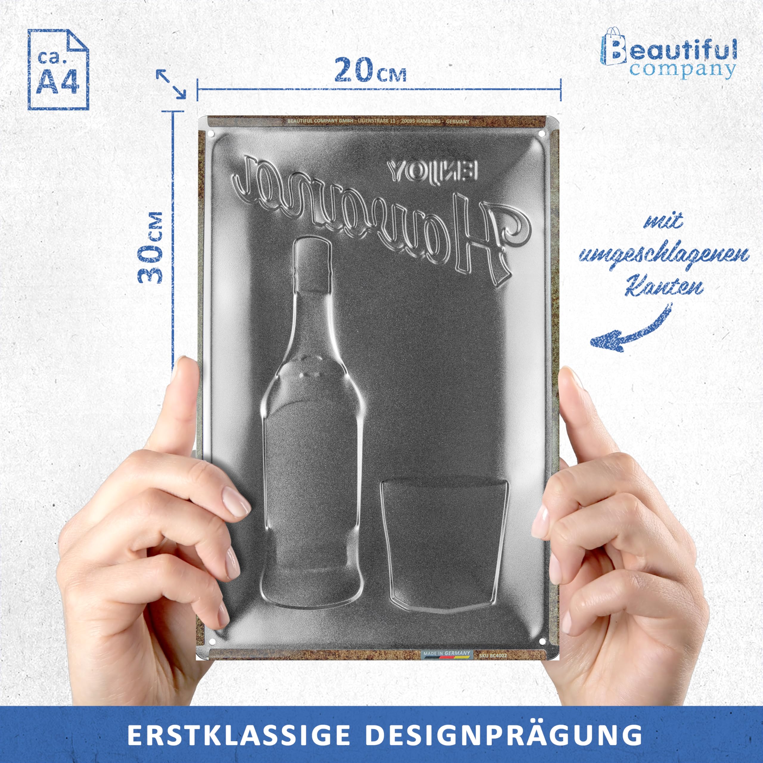 BC® Tablica blaszana Retro 20 x 30 cm, Enjoy Havana, Vintage dekoracja z metalu, Design jako pomysł na prezent dla fanów Hawany