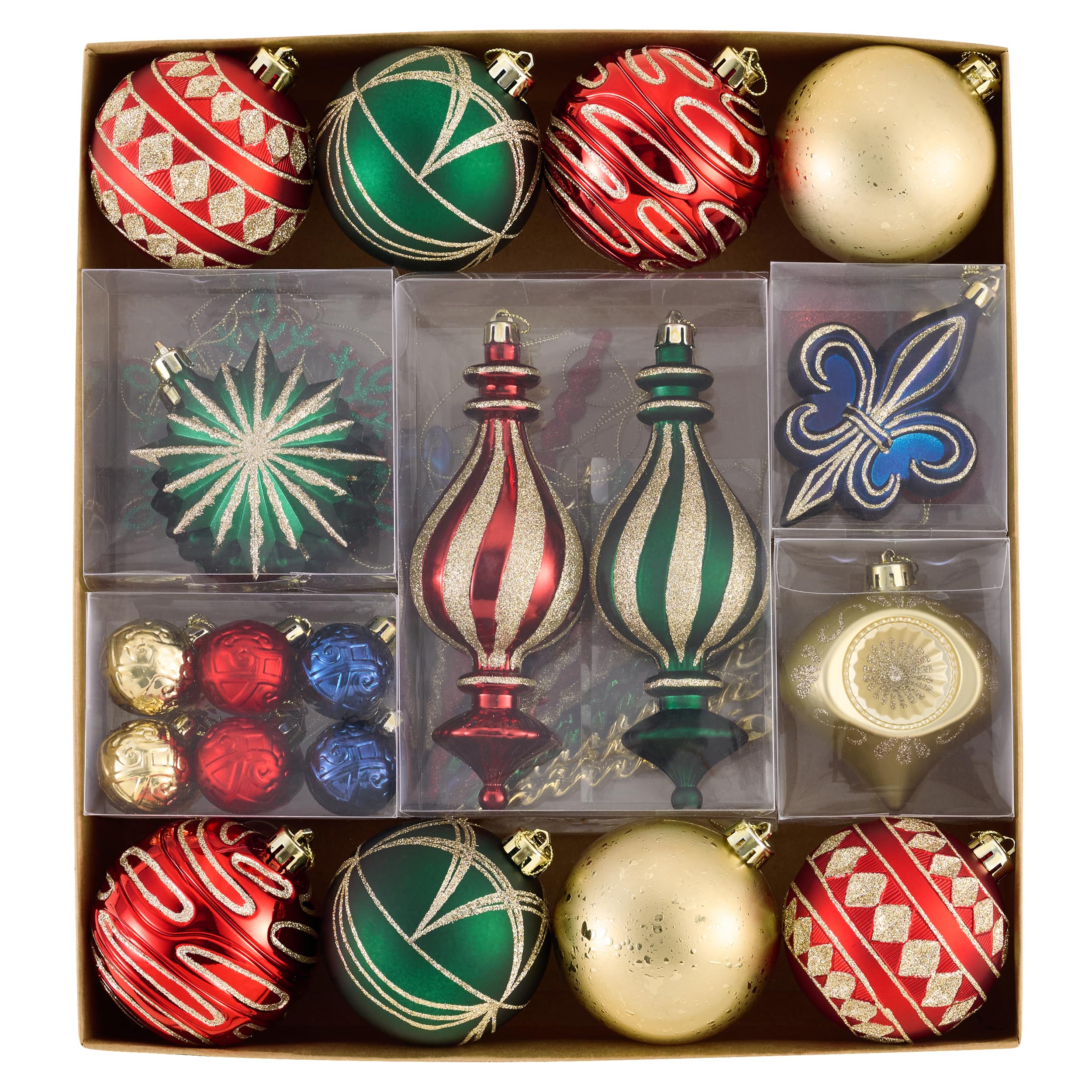 Lot de 60 décorations d'automne boules de Noël en vrac vert rouge bleu doré