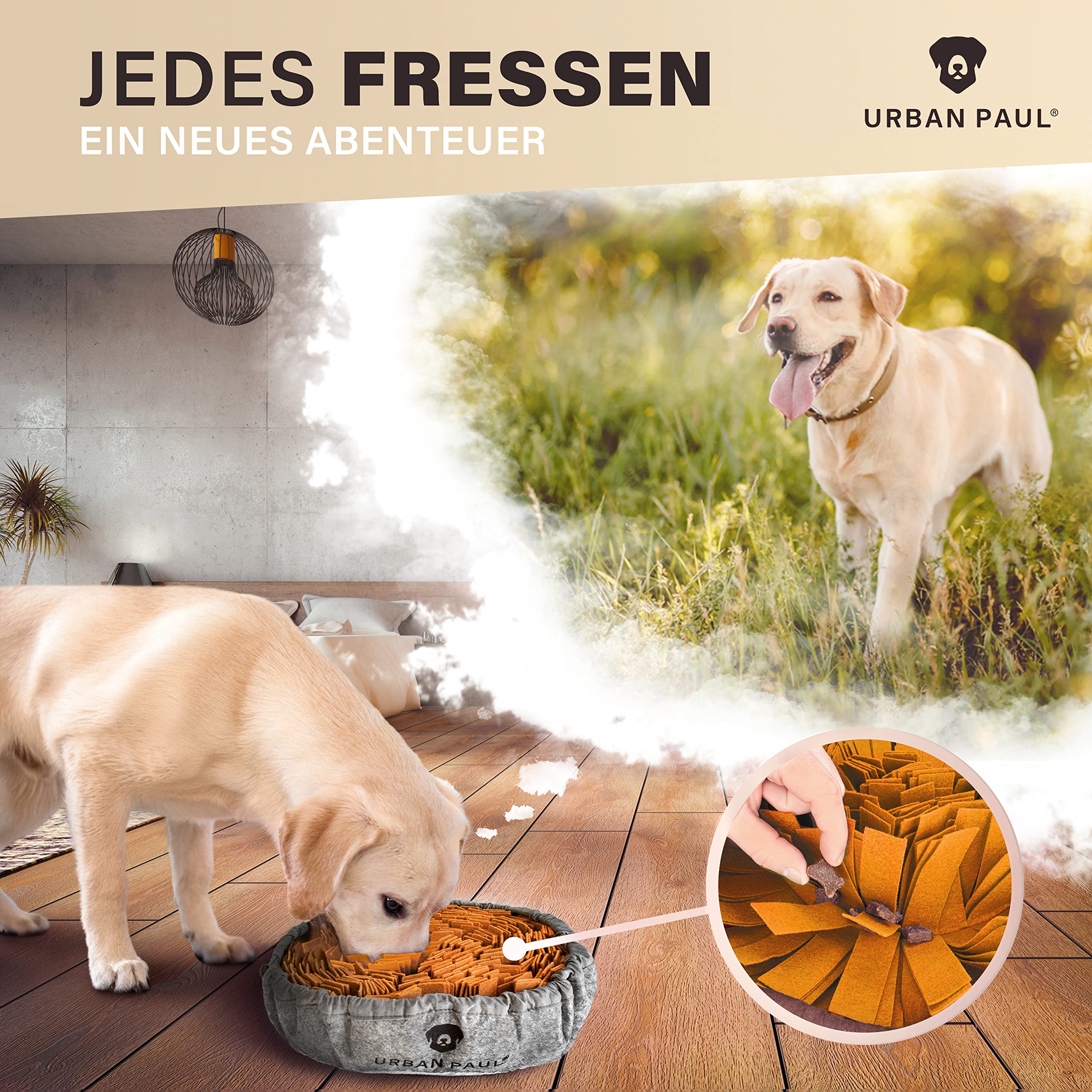 Schnüffelteppich für Hunde - Beste Materialien - extrem widerstandsfähiges Hundespielzeug - größenverstellbar und waschbar (grau)