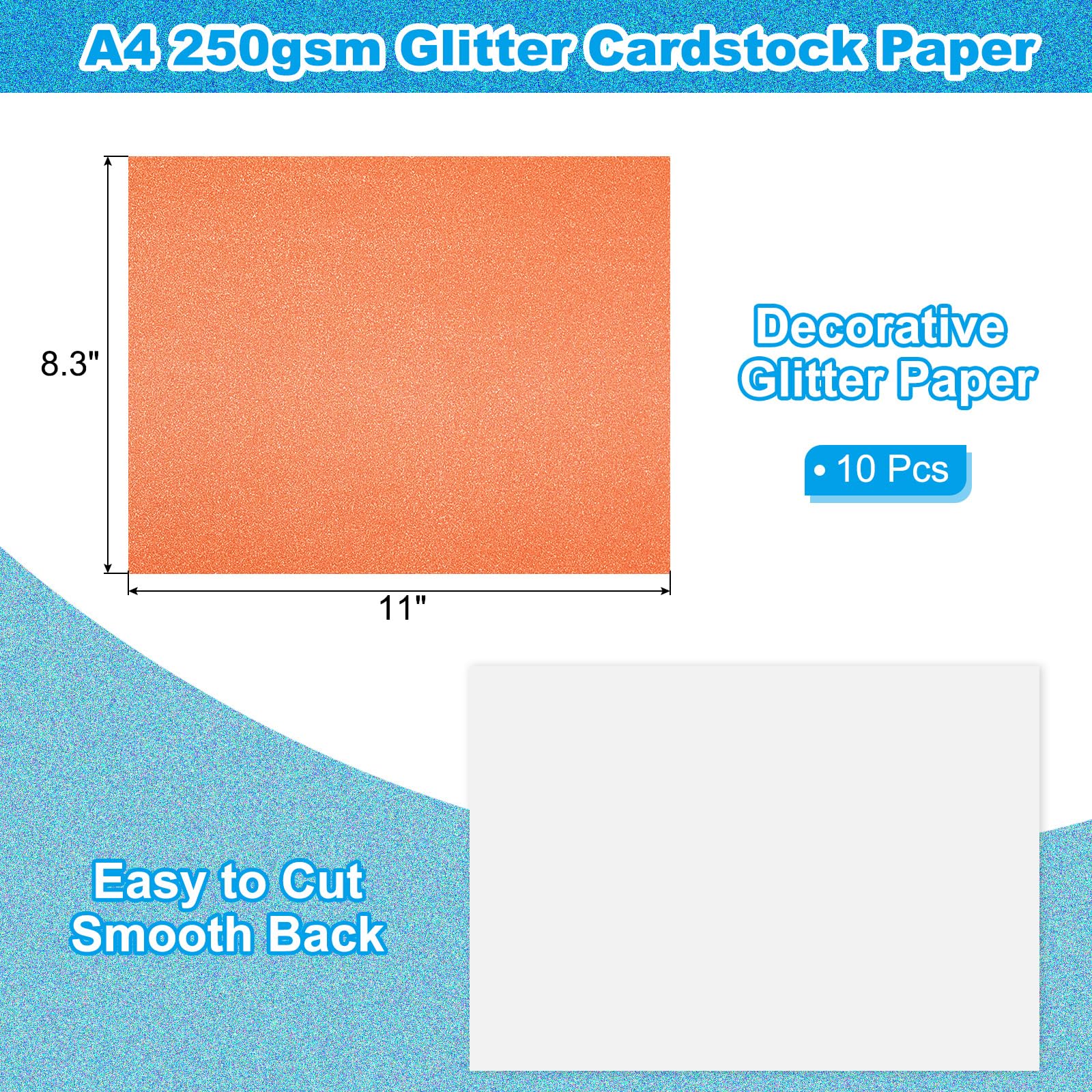 PATIKIL 10 Sheets Orange Glitter Cardstock 8.5 x 11 in - Image 2