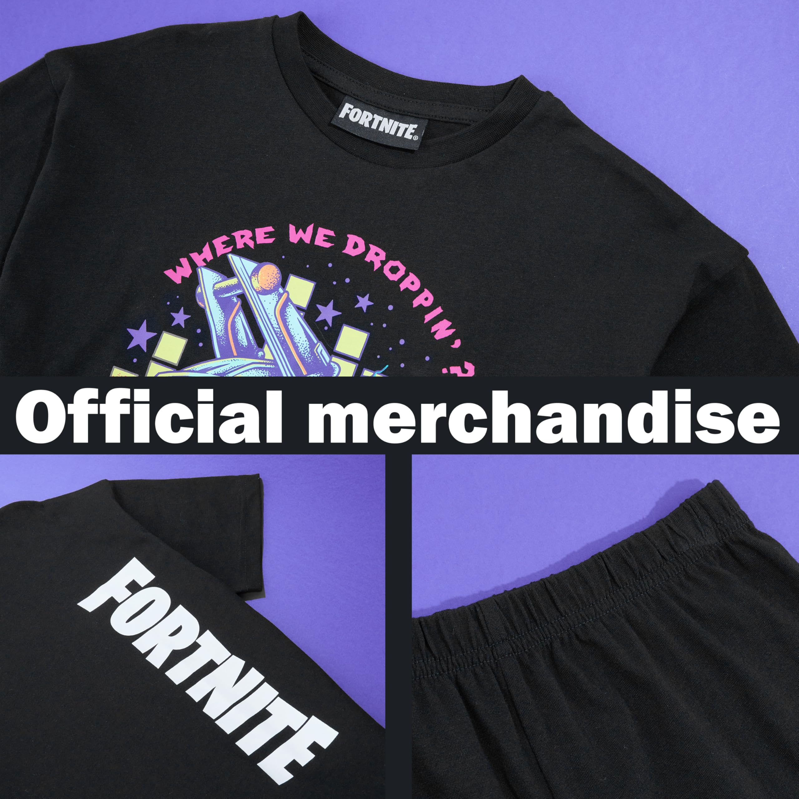 Fortnite Pijama Niño, Pack de 1 o 2, Pijama Corto 2 Piezas Camiseta Manga Corta y Pantalón Corto, Algodón Conjunto Niño Verano, Gamer Regalos