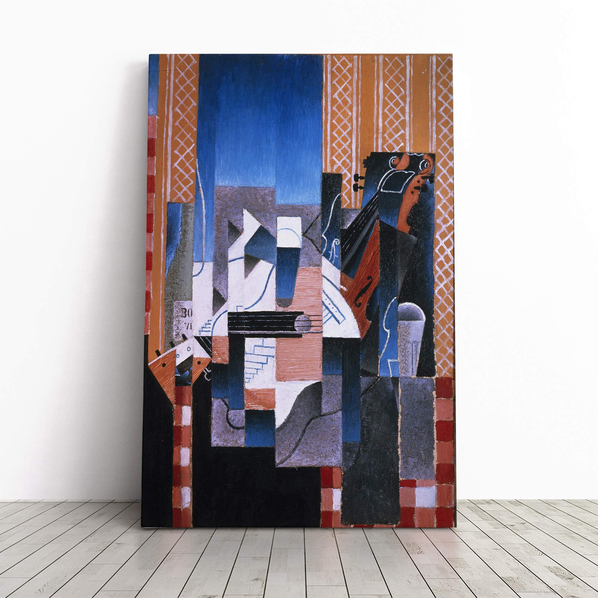 Juan Gris Still Life with Guitar Canvas Print | Gallery Wrapped 30mm Frame Wall Art | 20x14 inches | Ready to Hang | Modern Still Life Picture | Living Room Bedroom Lounge Office