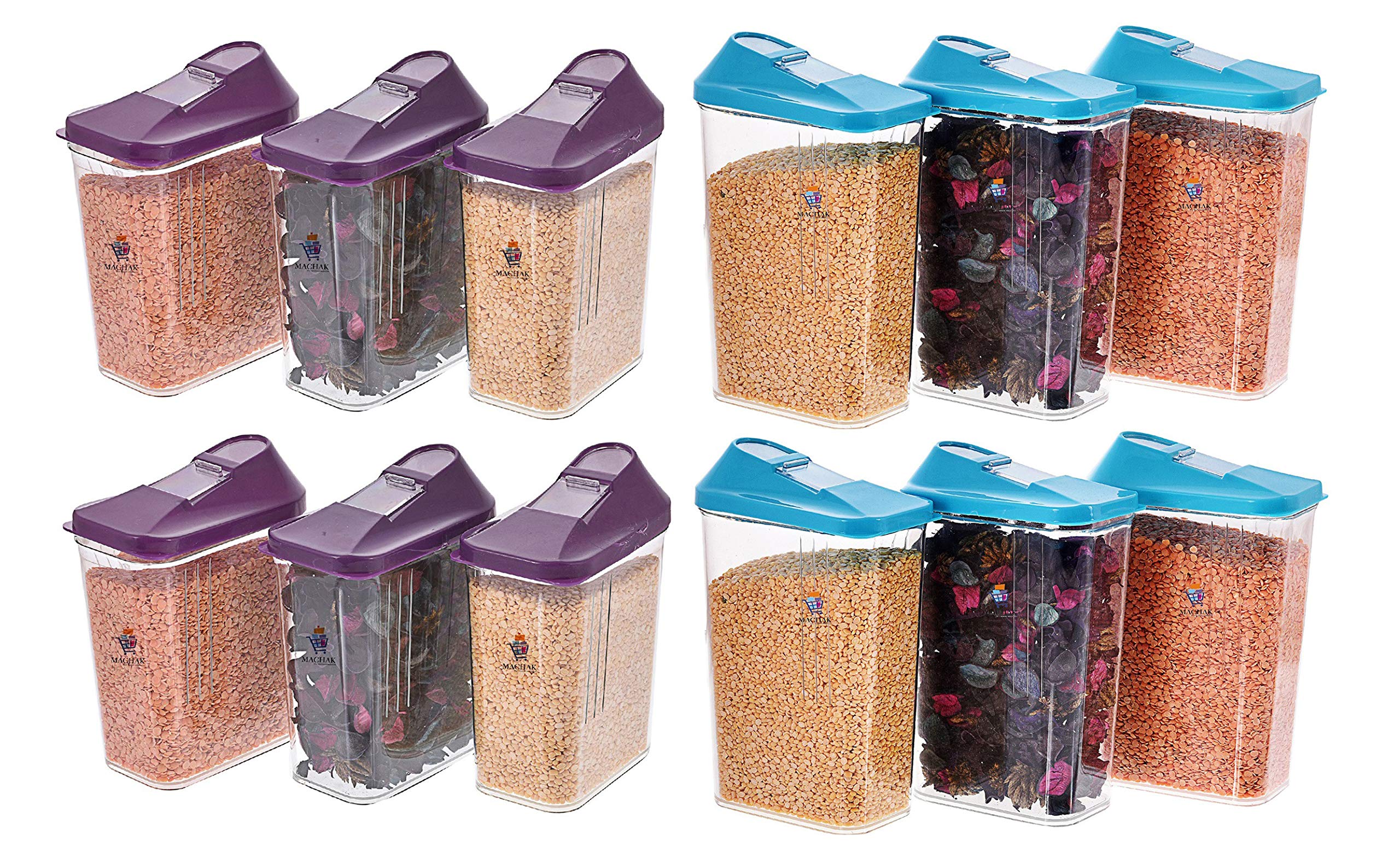 MACHAK Easy Flow Kitchen Plastic Container Set, Storage Box, Transparent (750ml x 6 & 1100ml x6)