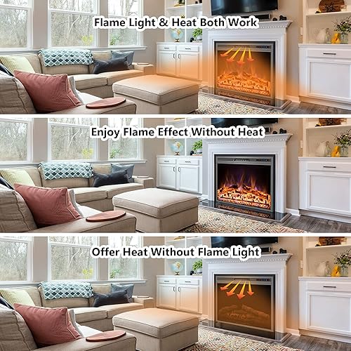Miniatura 3 de Kentsky Chimenea eléctrica, insertos de chimenea eléctrica, calentador de chimenea empotrado con control remoto, colores de llama ajustables,