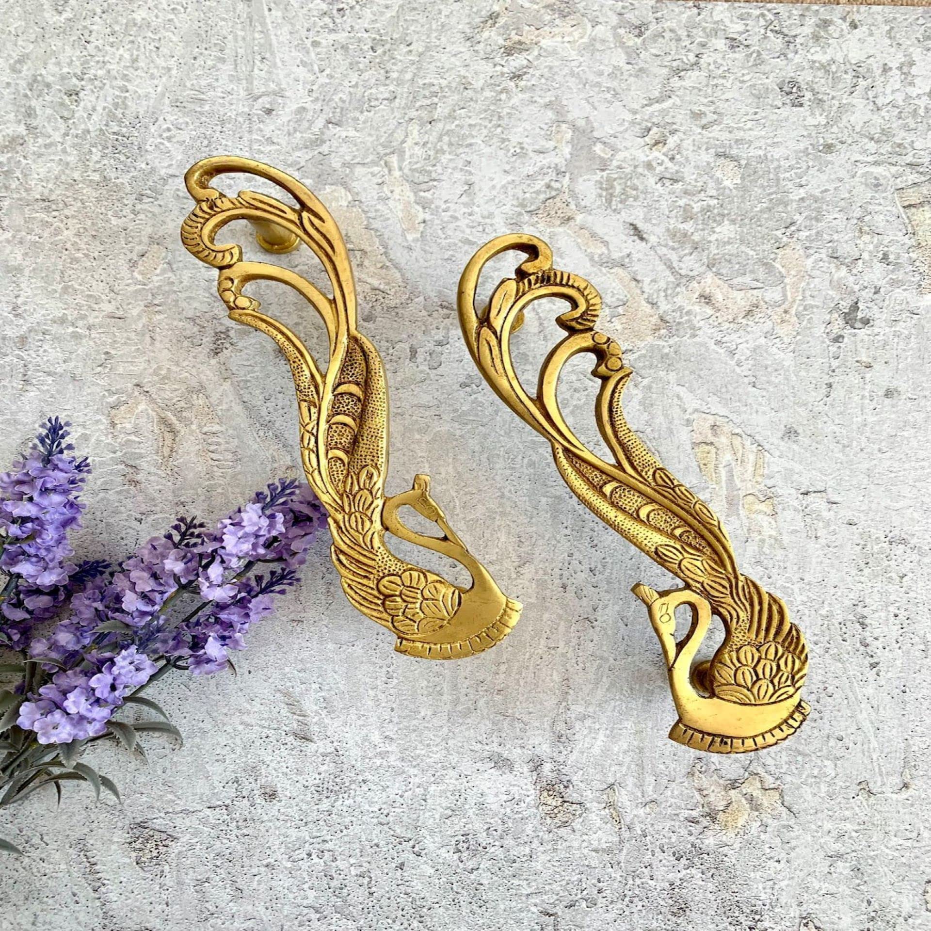 Maison Belle Peacock Design 5 Inches Brass Door Handle (Pair) (B0BS6ZH85W) Amazon Price History, Amazon Price Tracker