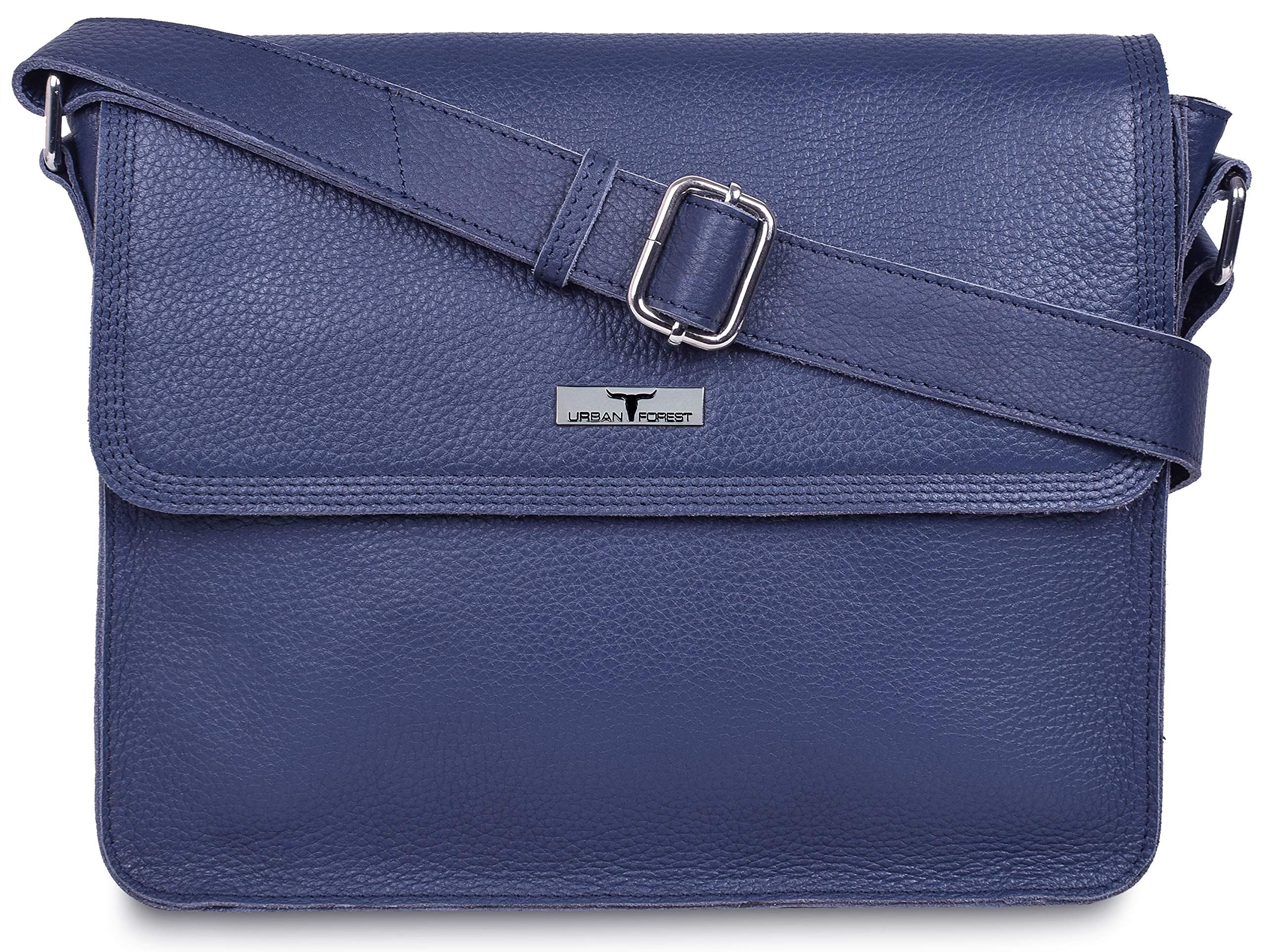 URBAN FOREST Cody Dark Blue Leather Messenger Bag for Men