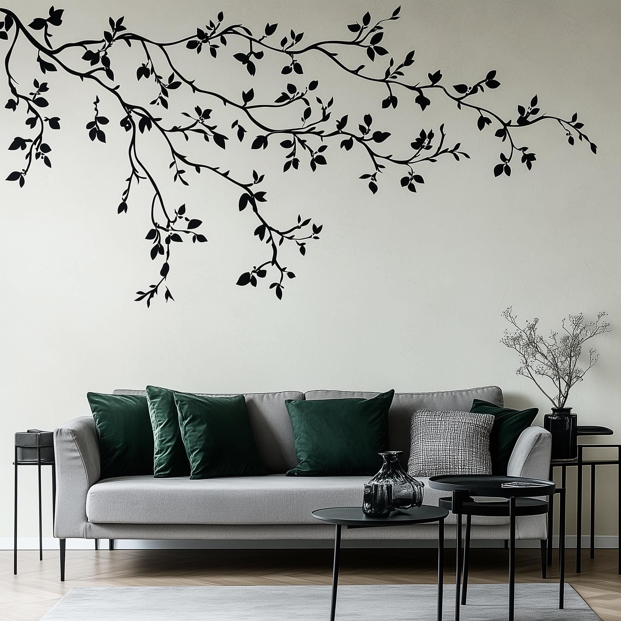 Wandtattoo, minimalistischer schwarzer Zweig, großer Baum, zum Abziehen und Aufkleben, modernes Wohnzimmerdekor, botanische Wandkunst