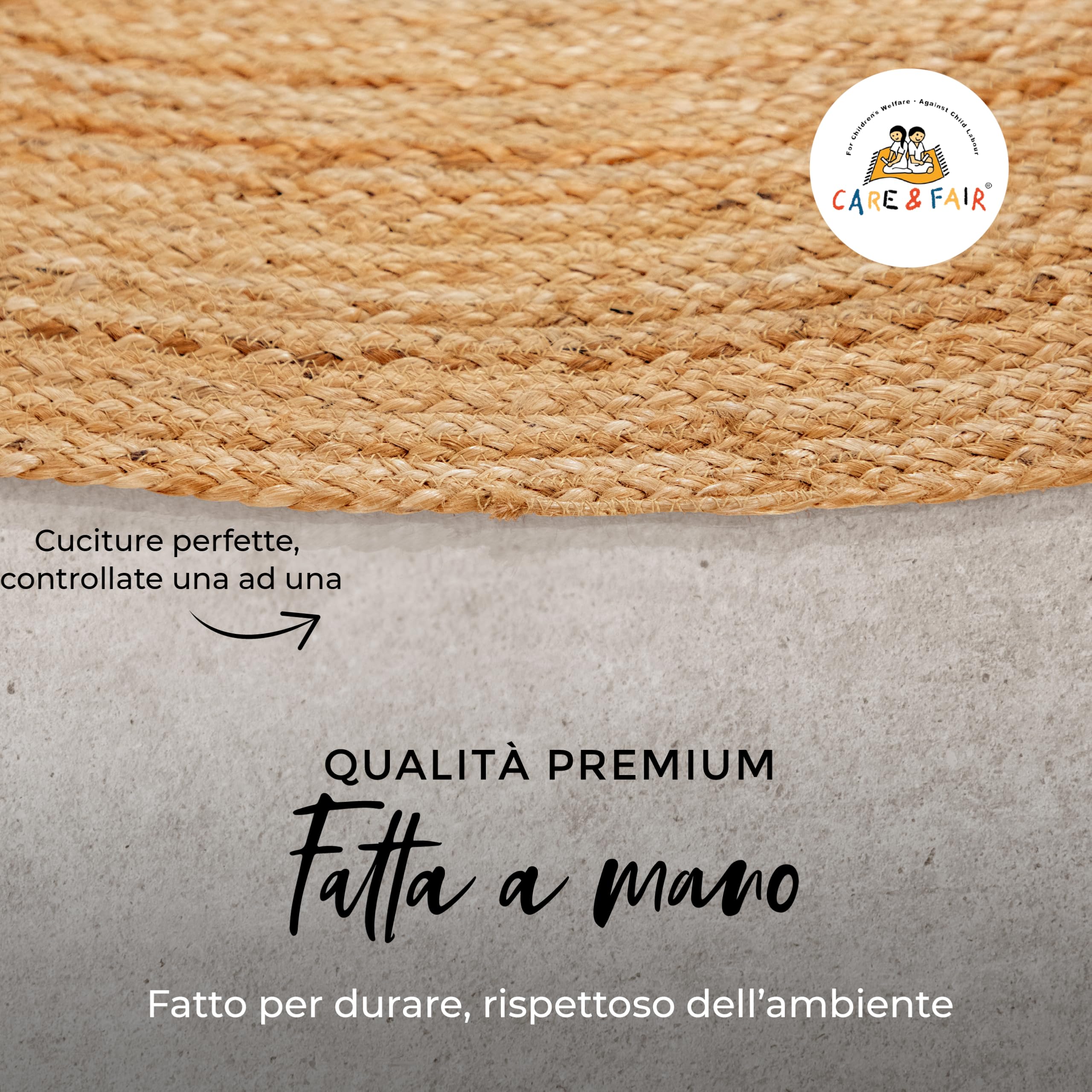 carpetfine Tappeto di Iuta Nele Ovale Beige 70x140 cm | Tappeto moderno per soggiorno e camera da letto
