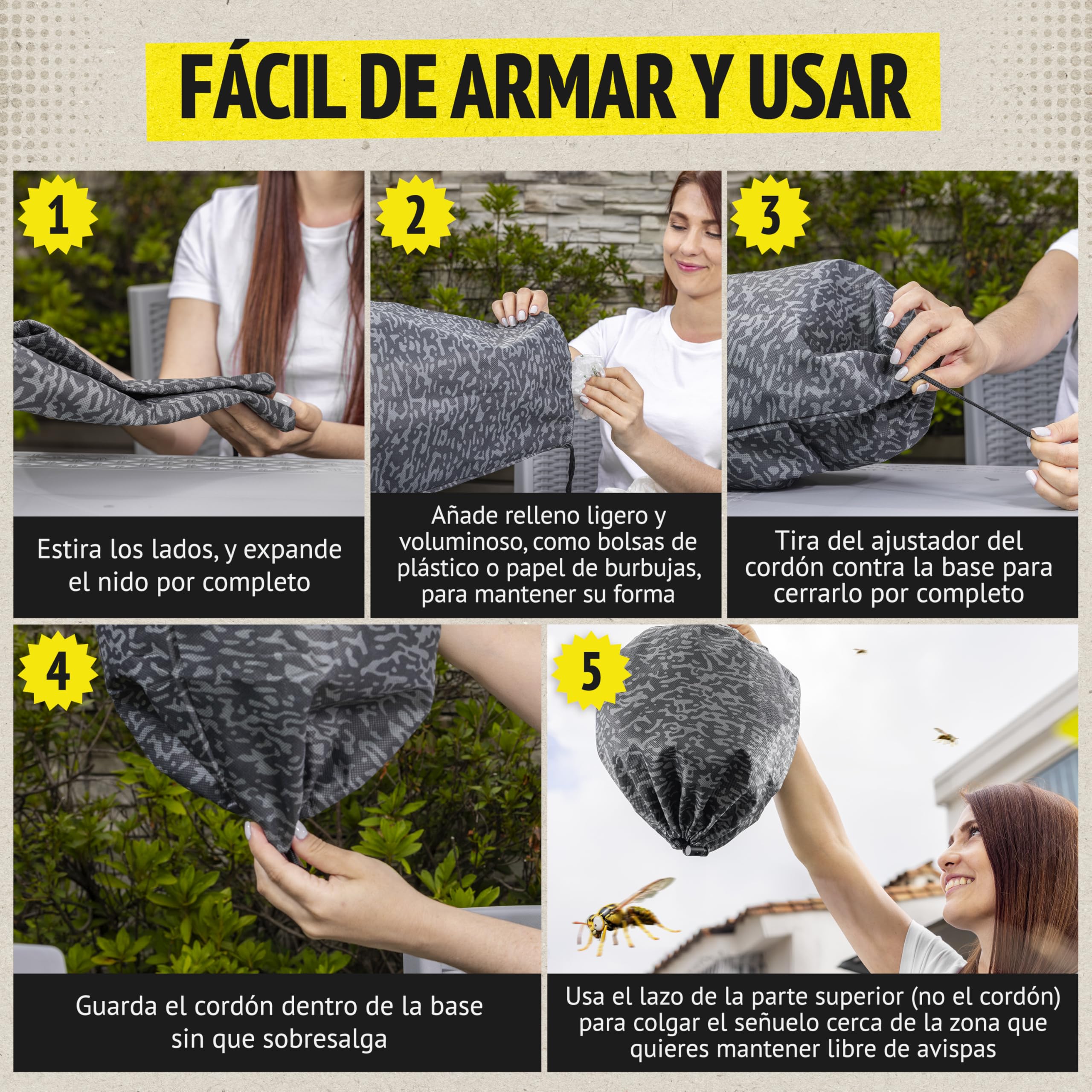 Waspinator Ahuyentador de Avispas - 2 Pack, Repelente Natural para Colgar en Jardín y Patio, Señuelo de Nido Impermeable y Resistente a Todo Clima, Repelente Natural de Avispones