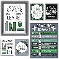 Vista 9 de Hadley Designs Carteles de lectura para decoración de aula primaria y biblioteca, 6 decoraciones de esquina de lectura para decoraciones de aula